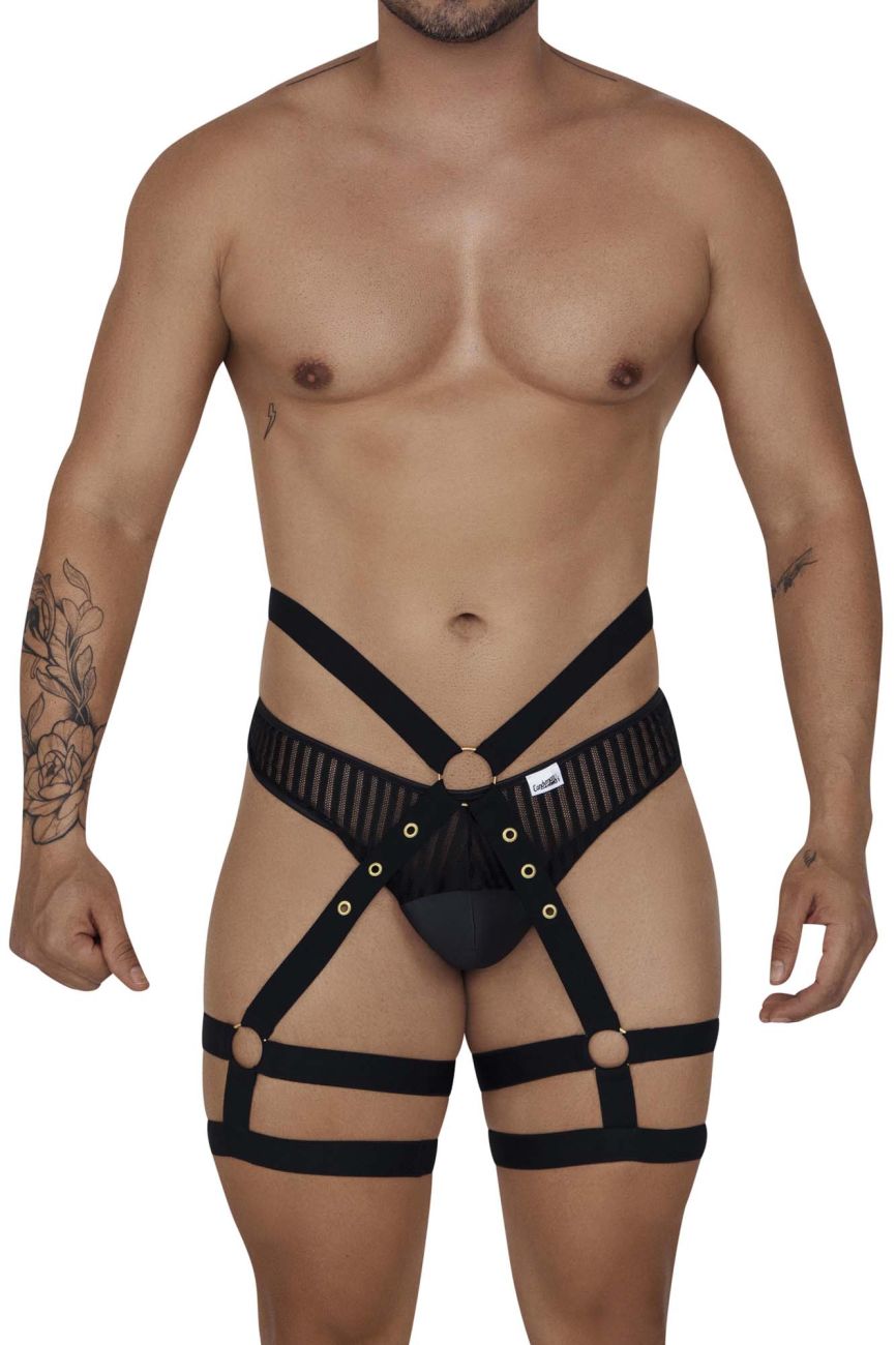 CandyMan 99676 Garter Thongs Two Piece Set Color Black - DealByEthan.gay loves CandyMan