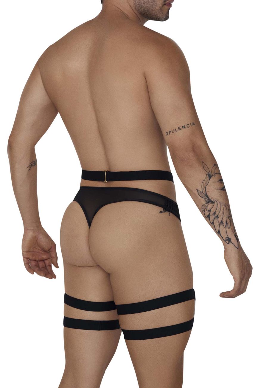 CandyMan 99676 Garter Thongs Two Piece Set Color Black - DealByEthan.gay loves CandyMan