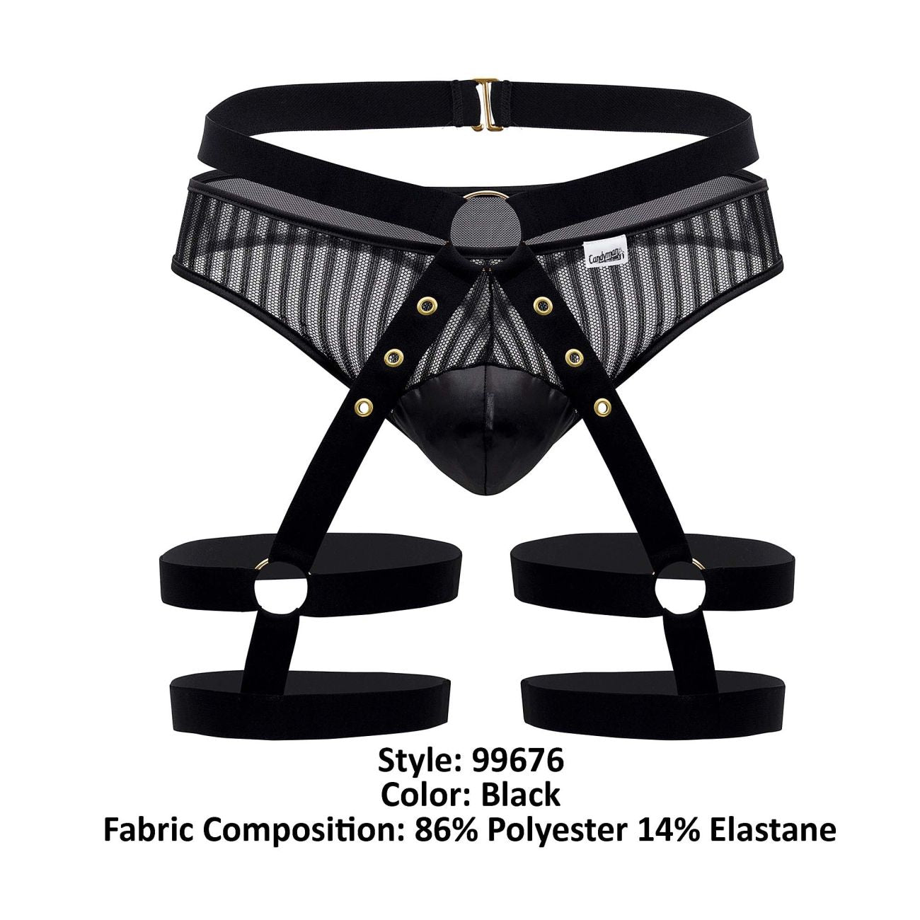 CandyMan 99676 Garter Thongs Two Piece Set Color Black - DealByEthan.gay loves CandyMan