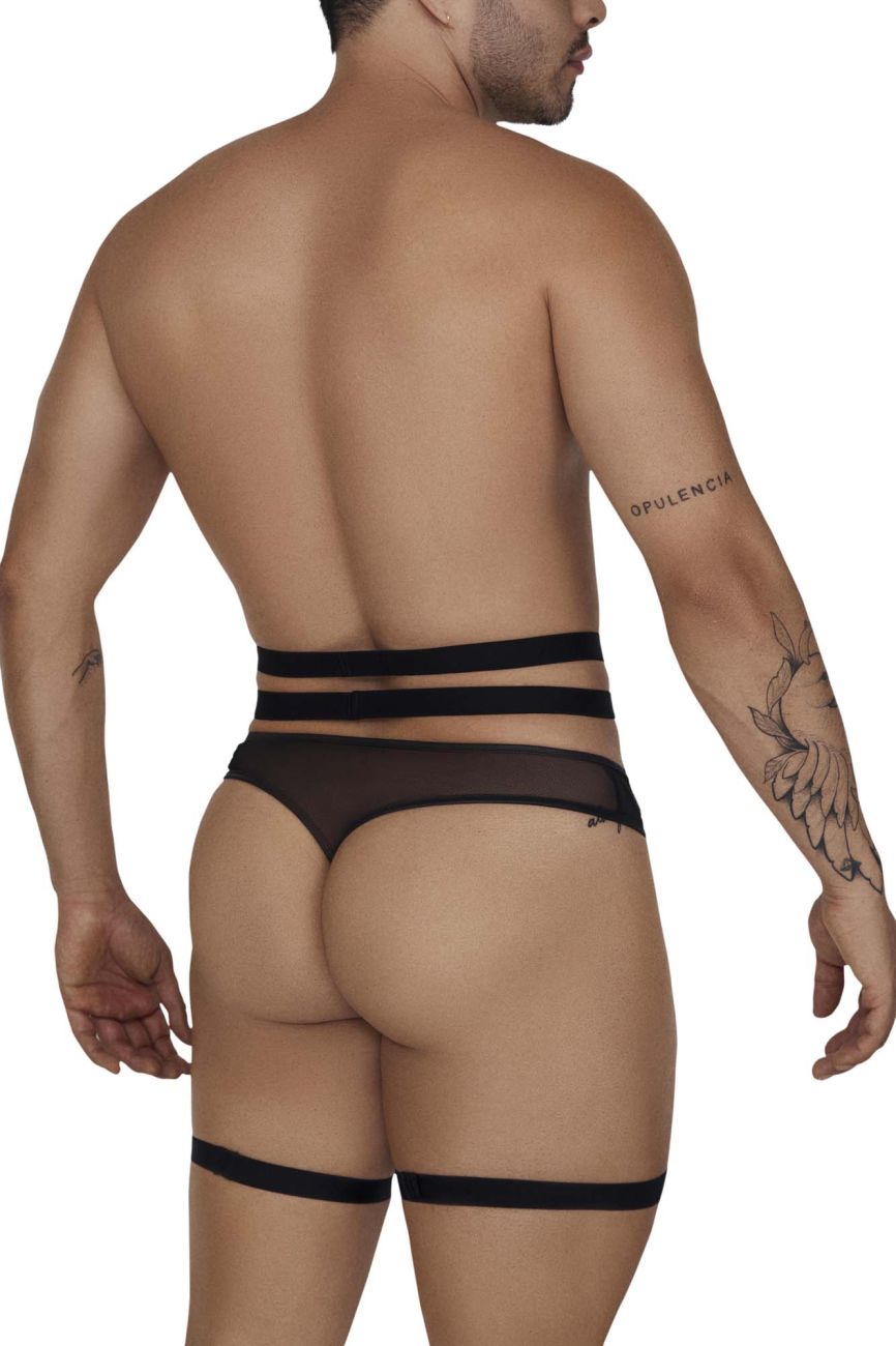 CandyMan 99677 Garter Thongs Two Piece Set Color Black - DealByEthan.gay loves CandyMan