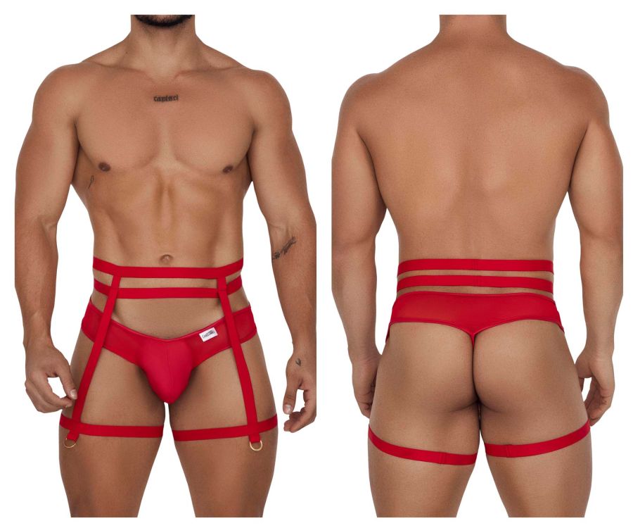 CandyMan 99677 Garter Thongs Two Piece Set Color Red - DealByEthan.gay loves CandyMan