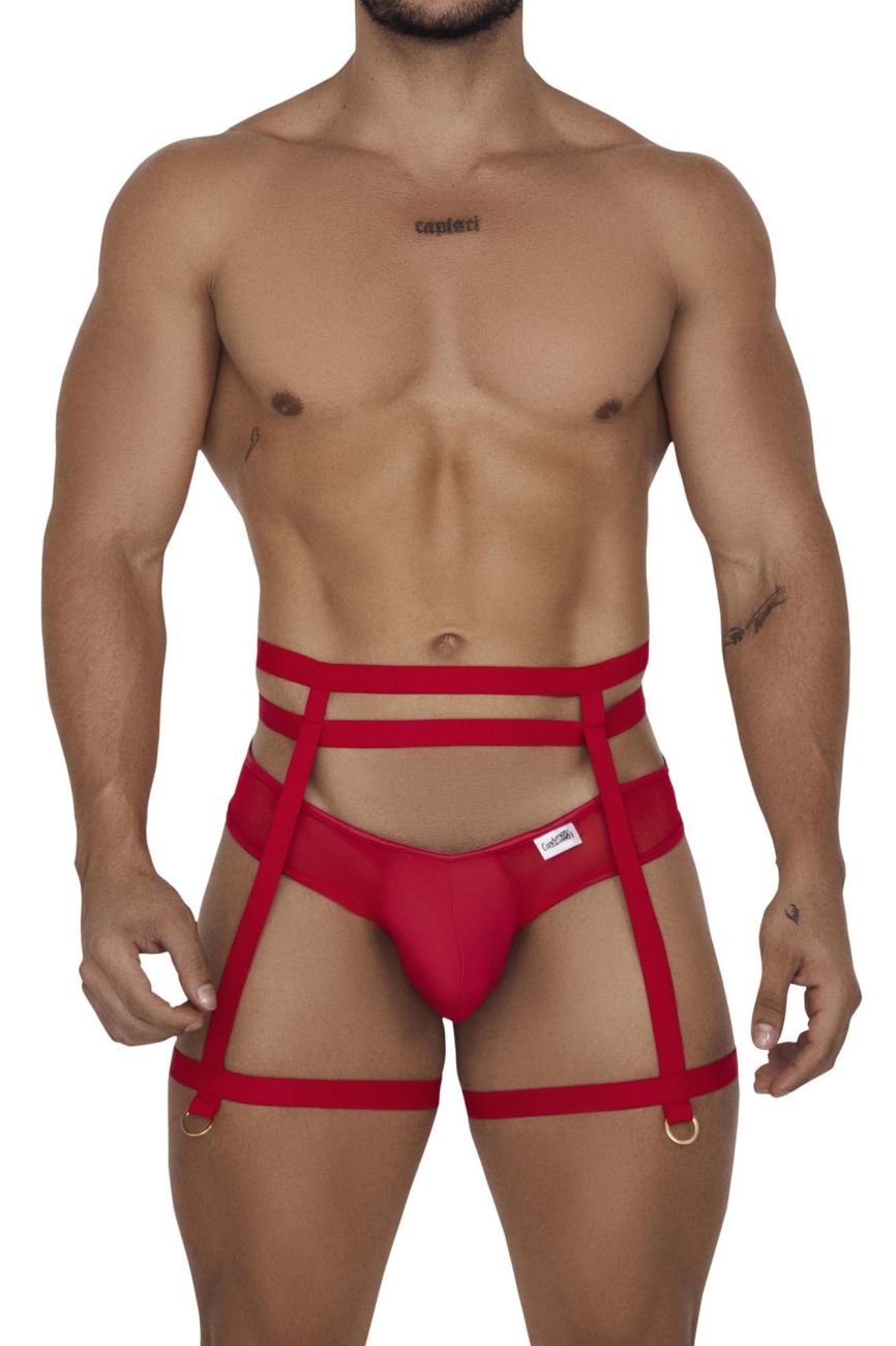 CandyMan 99677 Garter Thongs Two Piece Set Color Red - DealByEthan.gay loves CandyMan