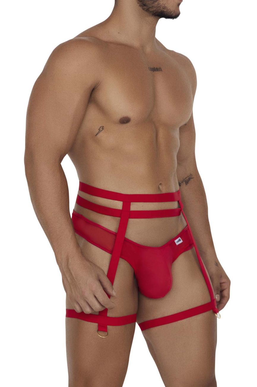 CandyMan 99677 Garter Thongs Two Piece Set Color Red - DealByEthan.gay loves CandyMan