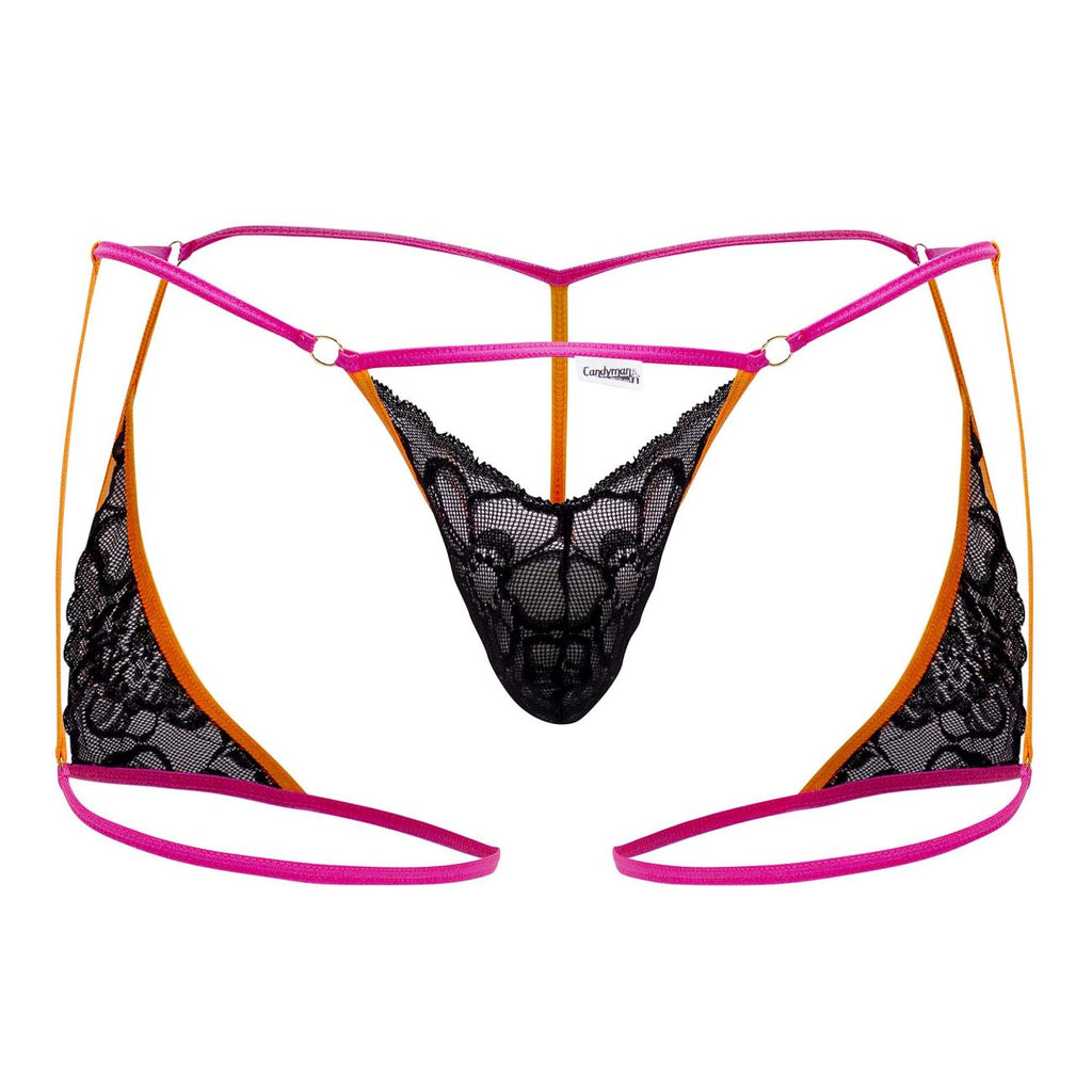 CandyMan 99678 Garter Thongs Color Neon-Black - DealByEthan.gay loves CandyMan