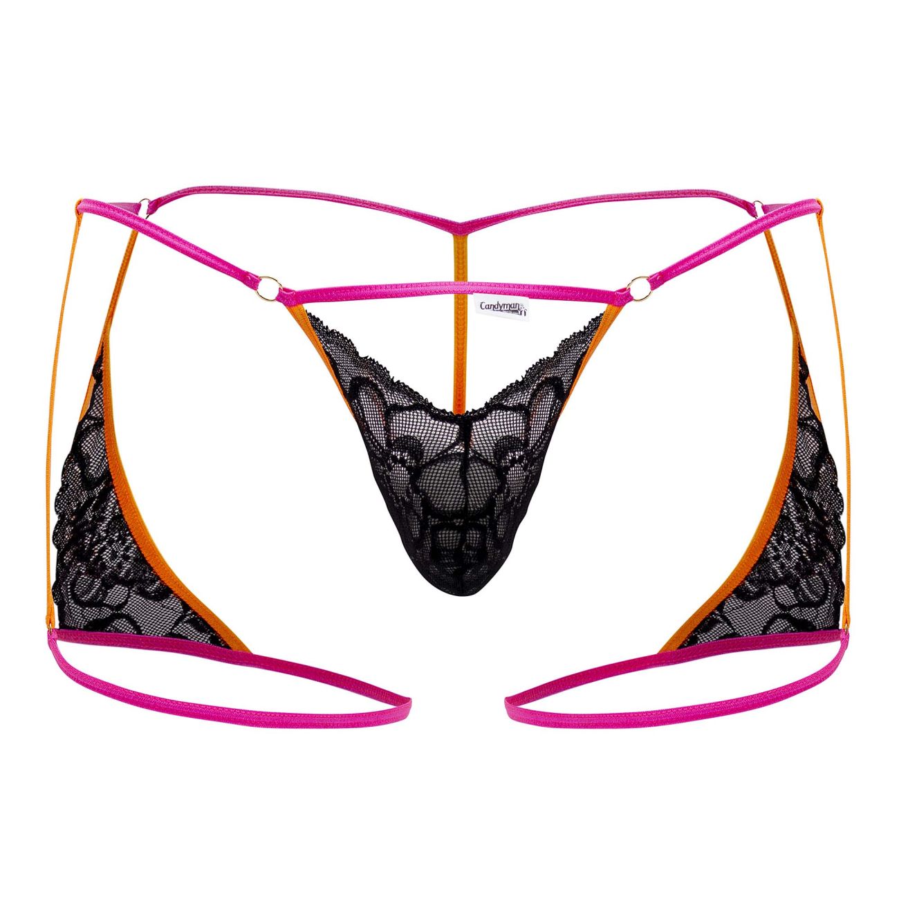 CandyMan 99678 Garter Thongs Color Neon-Black - DealByEthan.gay loves CandyMan