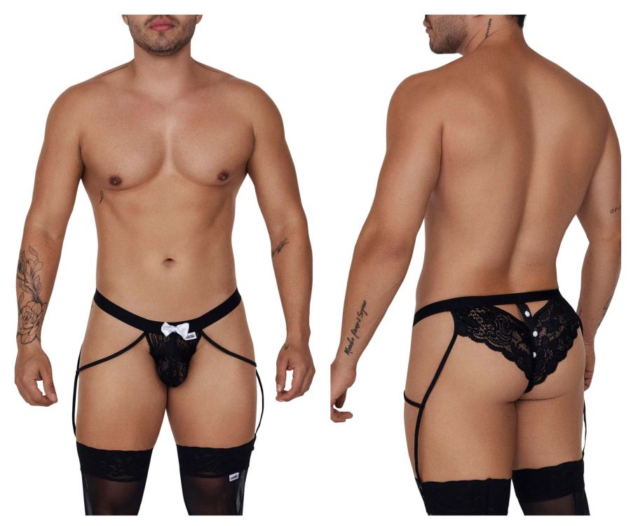 CandyMan 99679 Lace Garter Briefs Color Black - DealByEthan.gay loves CandyMan