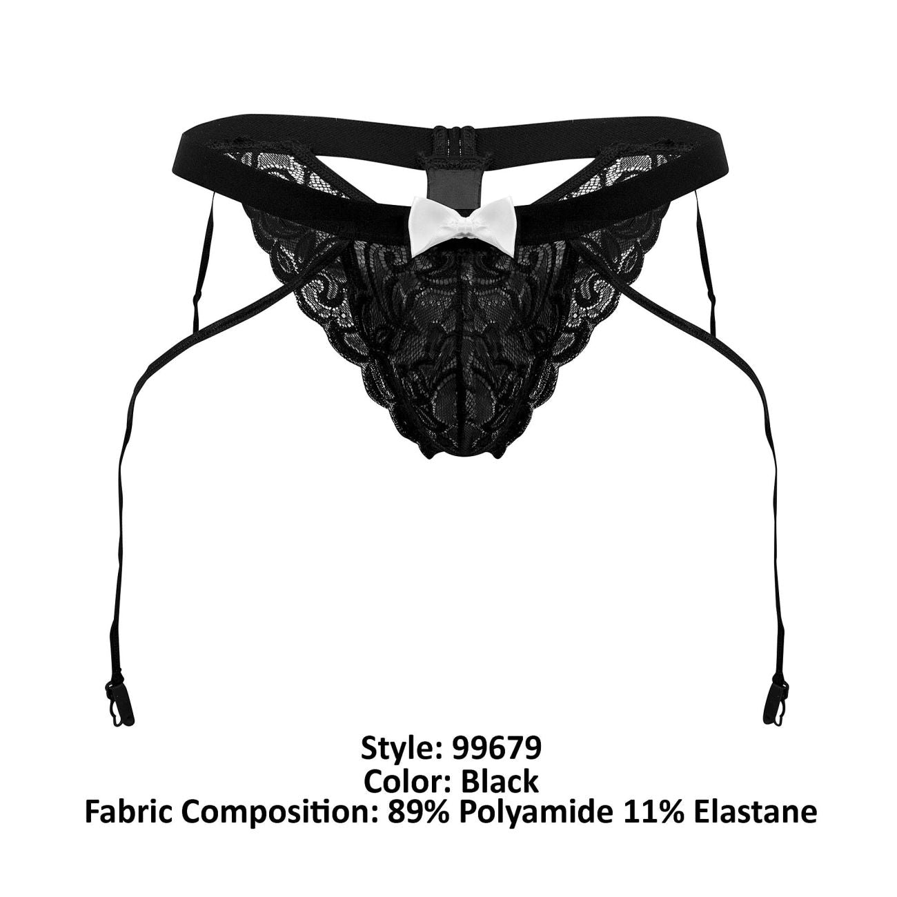 CandyMan 99679 Lace Garter Briefs Color Black - DealByEthan.gay loves CandyMan