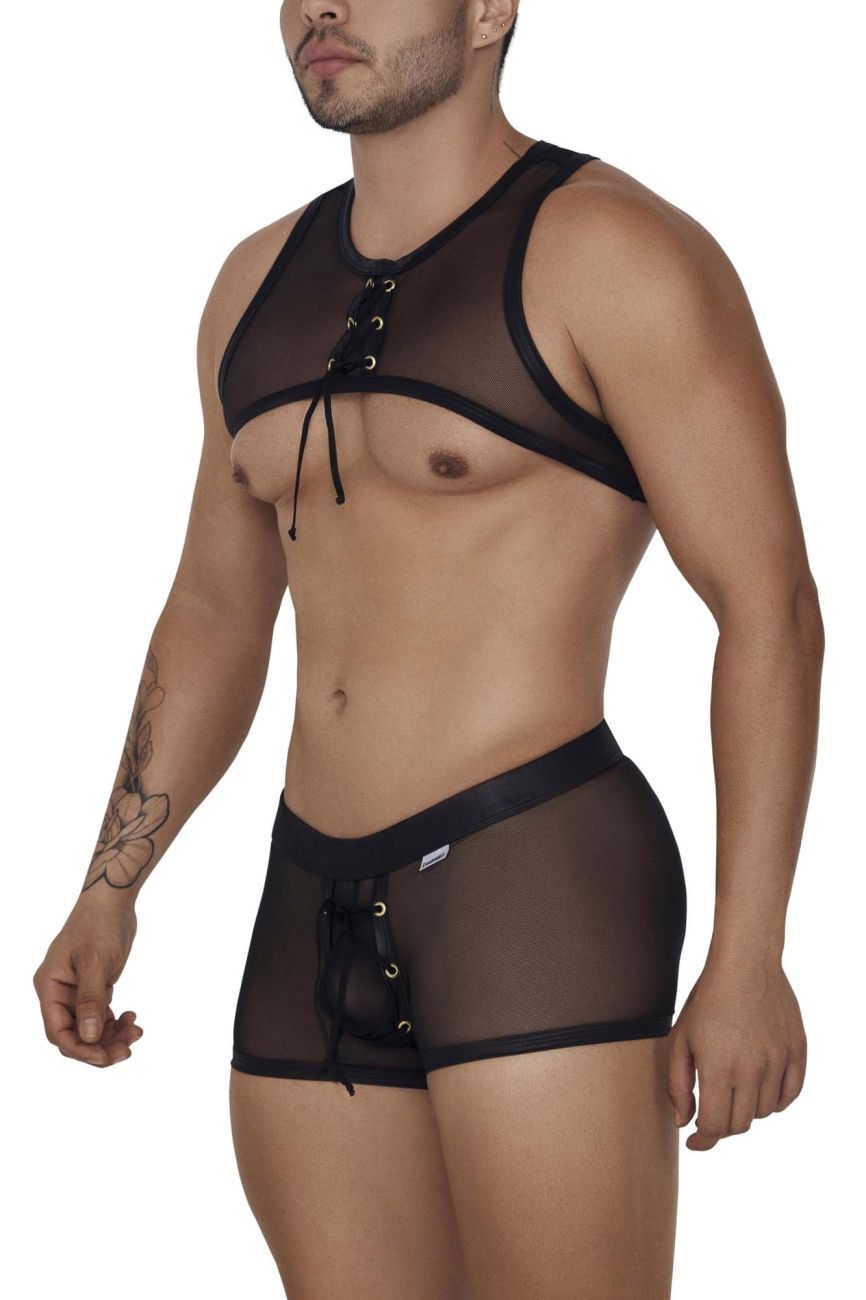 CandyMan 99680 Harness Trunks Two Piece Set Color Black - DealByEthan.gay loves CandyMan