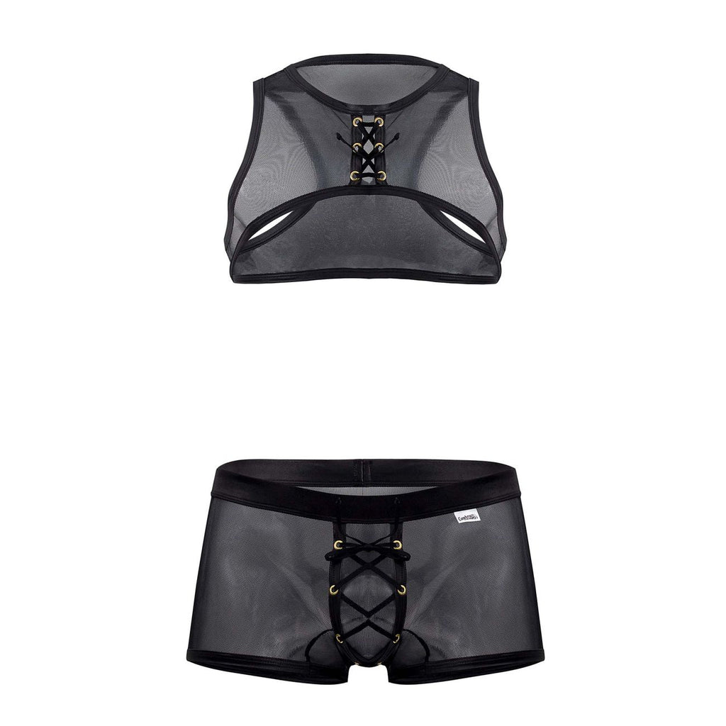 CandyMan 99680 Harness Trunks Two Piece Set Color Black - DealByEthan.gay loves CandyMan