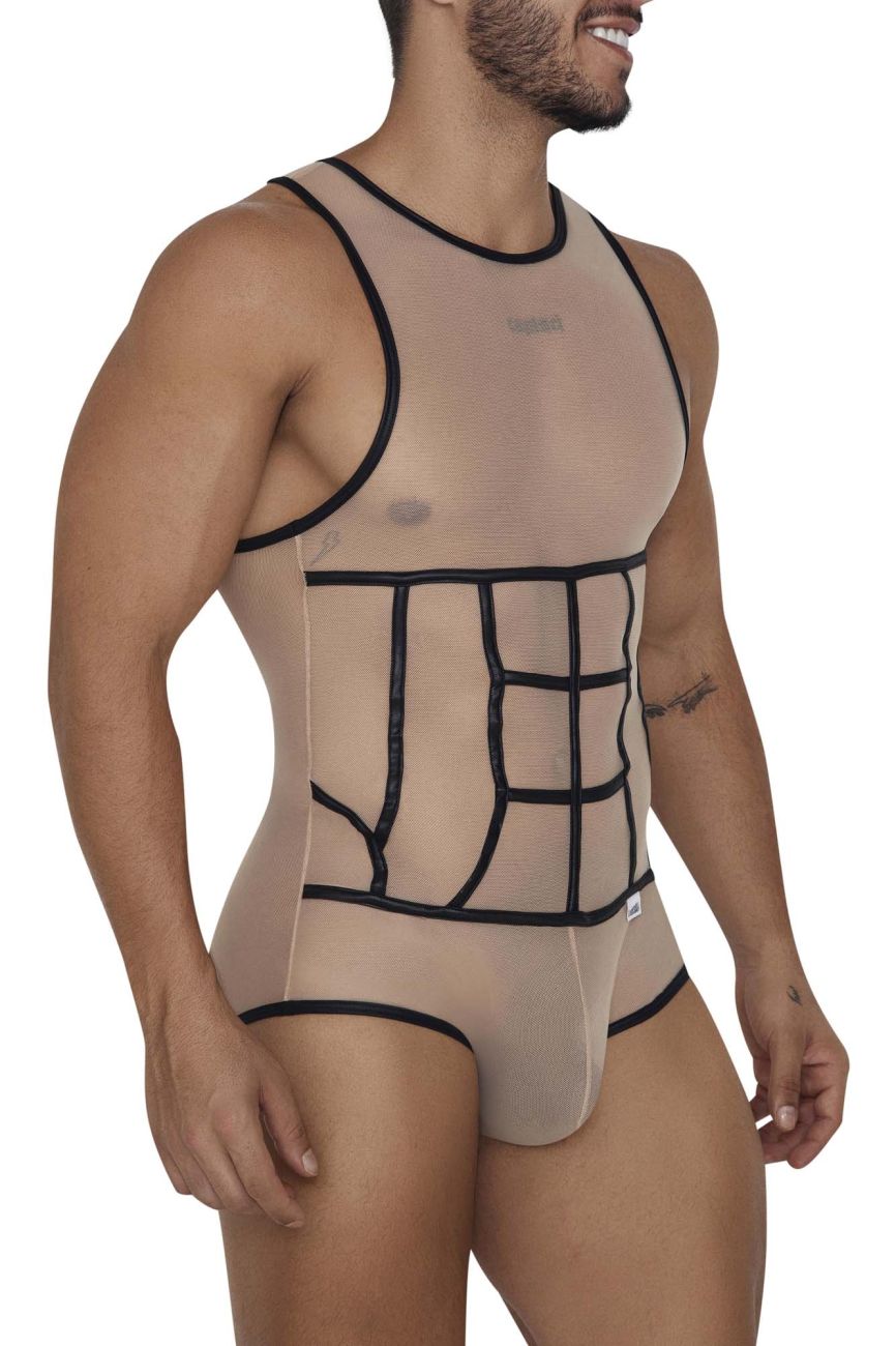 CandyMan 99683 Tulle Bodysuit Color Beige - DealByEthan.gay loves CandyMan