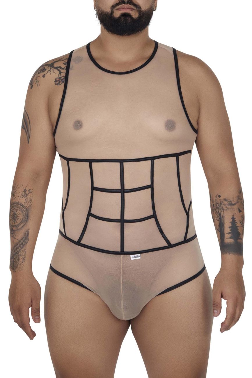 CandyMan 99683X Tulle Bodysuit Color Beige - DealByEthan.gay loves CandyMan