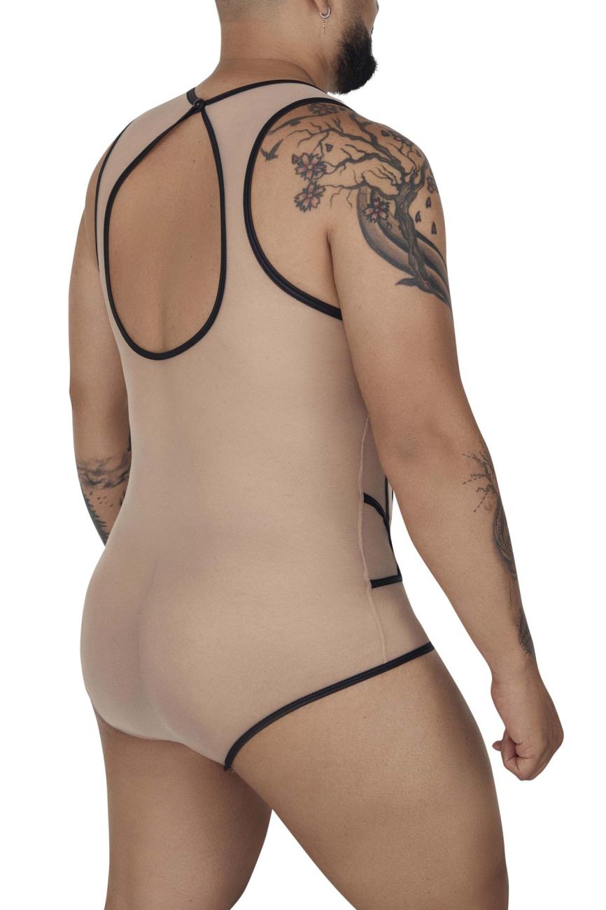 CandyMan 99683X Tulle Bodysuit Color Beige - DealByEthan.gay loves CandyMan