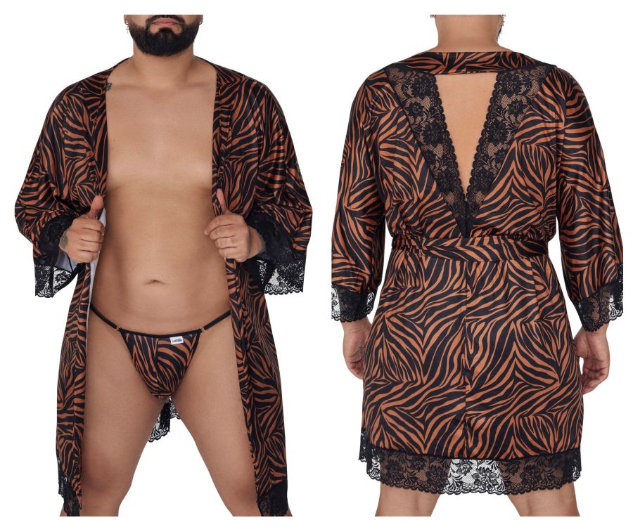 CandyMan 99700X Robe Thong Two Piece Set Color Animal Print - DealByEthan.gay loves CandyMan