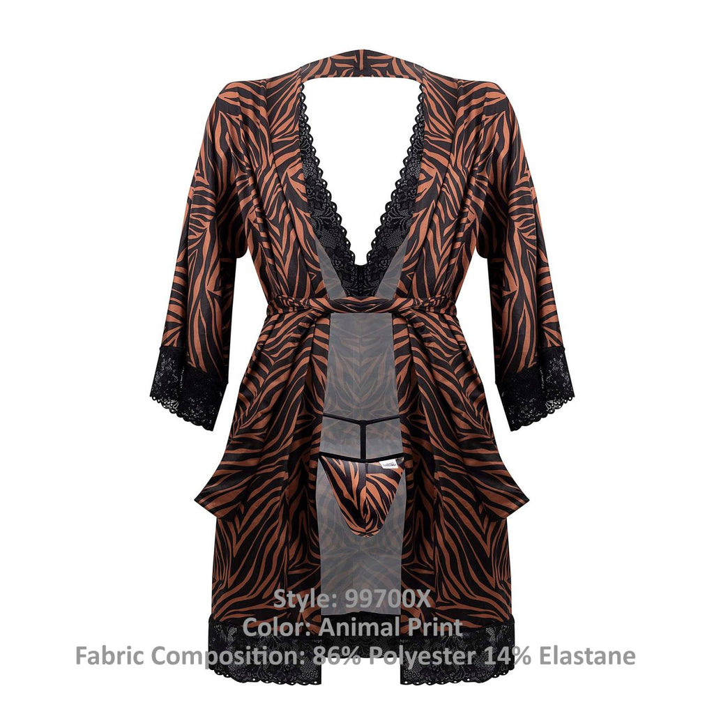 CandyMan 99700X Robe Thong Two Piece Set Color Animal Print - DealByEthan.gay loves CandyMan