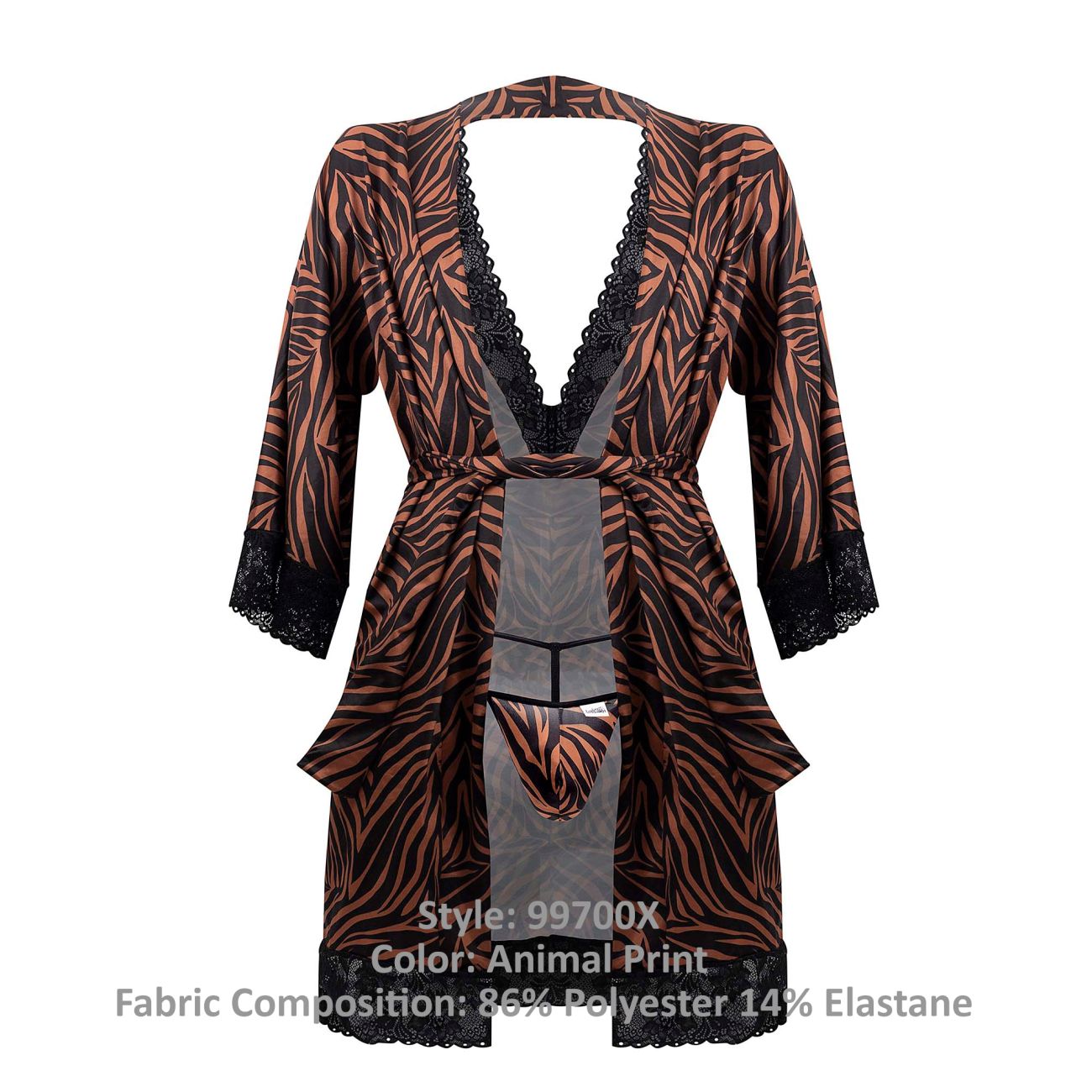 CandyMan 99700X Robe Thong Two Piece Set Color Animal Print - DealByEthan.gay loves CandyMan