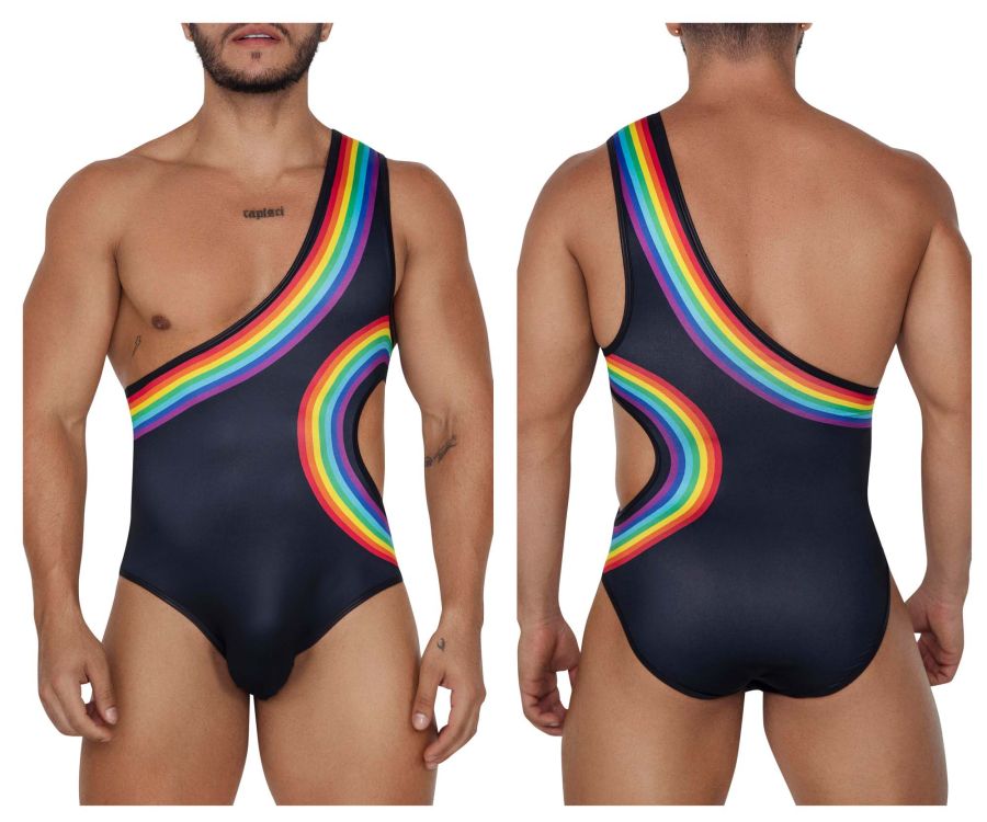 CandyMan 99702 Rainbow Bodysuit Color Black - DealByEthan.gay loves CandyMan