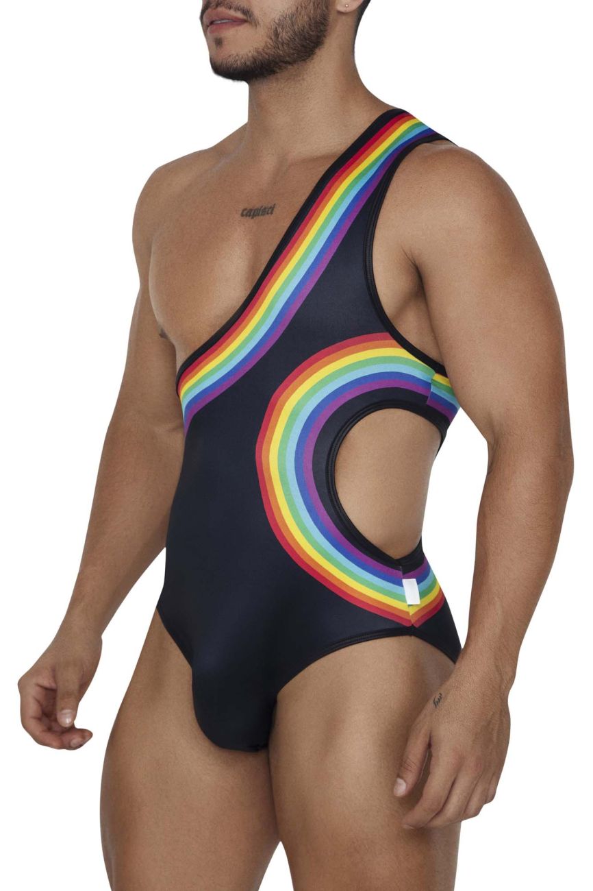 CandyMan 99702 Rainbow Bodysuit Color Black - DealByEthan.gay loves CandyMan