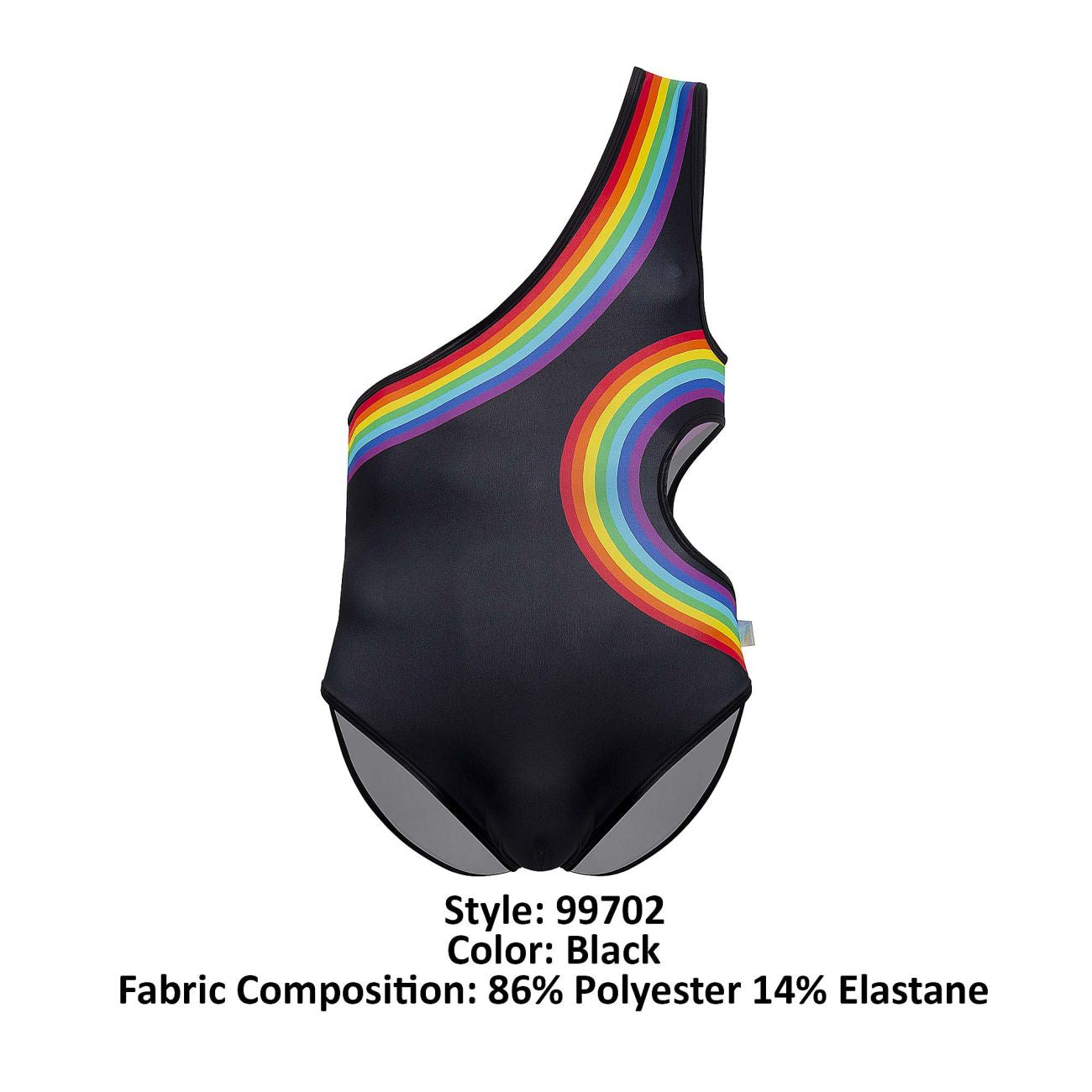 CandyMan 99702 Rainbow Bodysuit Color Black - DealByEthan.gay loves CandyMan