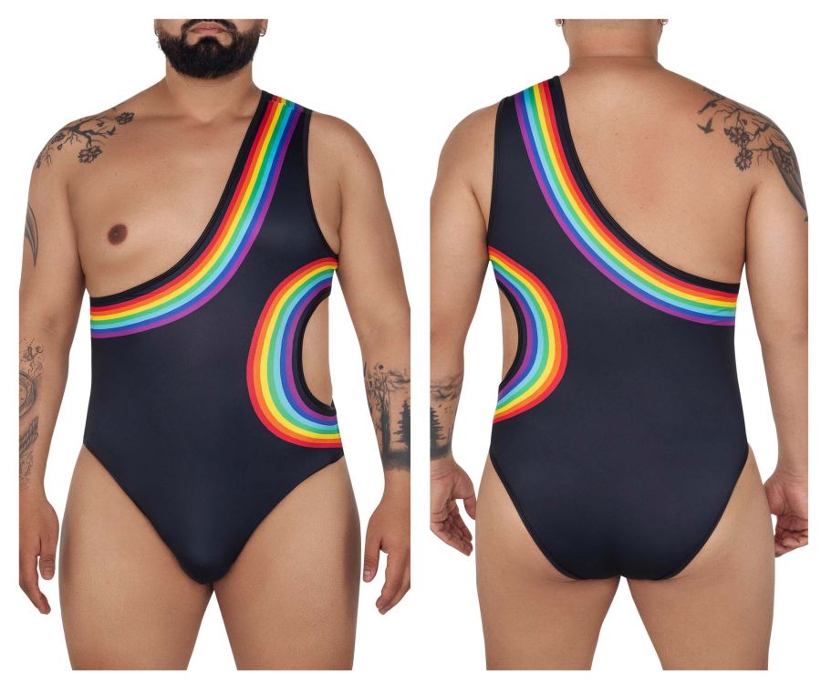 CandyMan 99702X Rainbow Bodysuit Color Black - DealByEthan.gay loves CandyMan