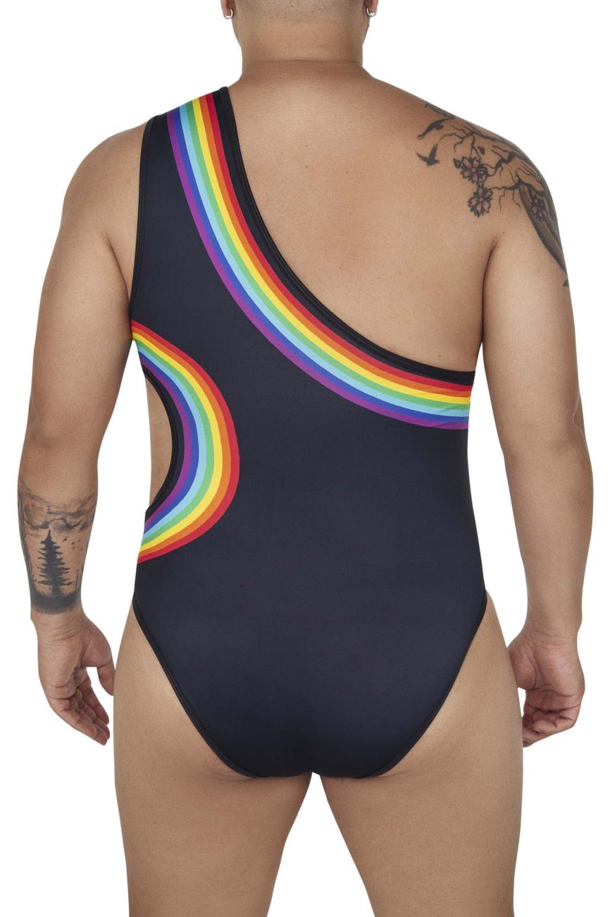CandyMan 99702X Rainbow Bodysuit Color Black - DealByEthan.gay loves CandyMan