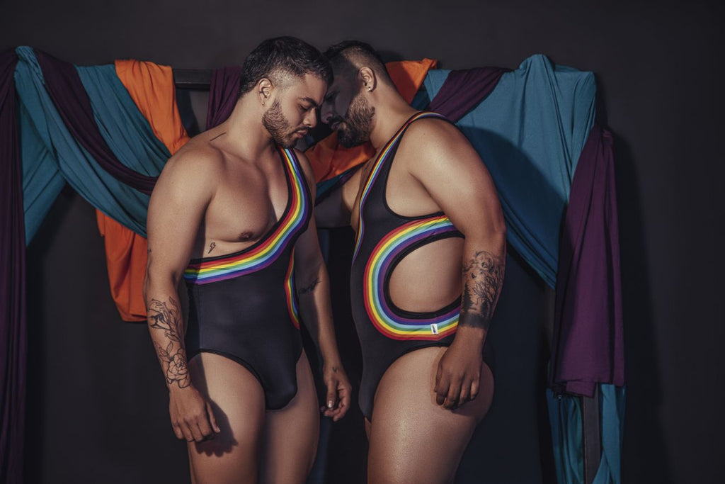 CandyMan 99702X Rainbow Bodysuit Color Black - DealByEthan.gay loves CandyMan
