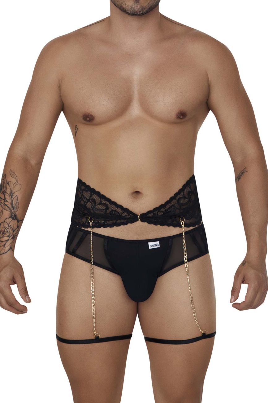 CandyMan 99703 Garter Briefs Two Piece Set Color Black - DealByEthan.gay loves CandyMan
