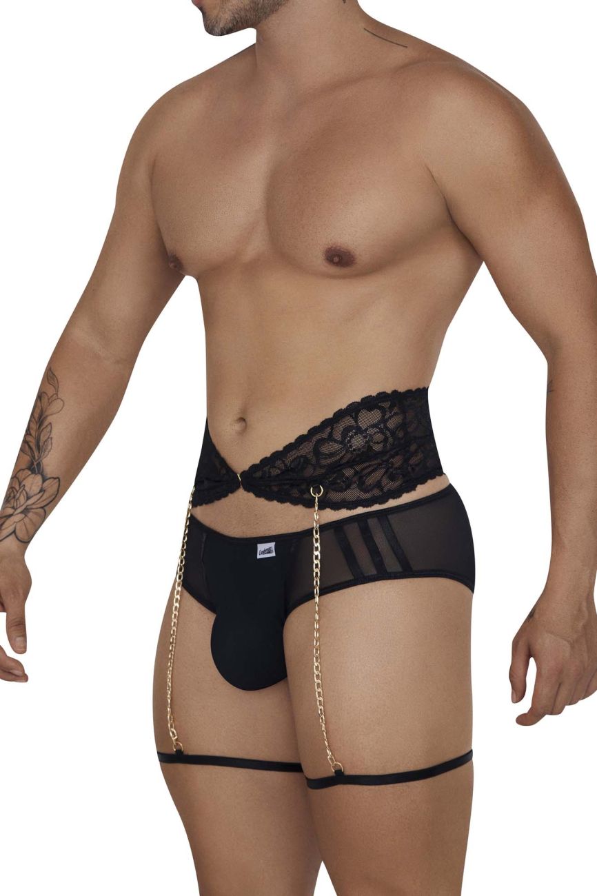 CandyMan 99703 Garter Briefs Two Piece Set Color Black - DealByEthan.gay loves CandyMan