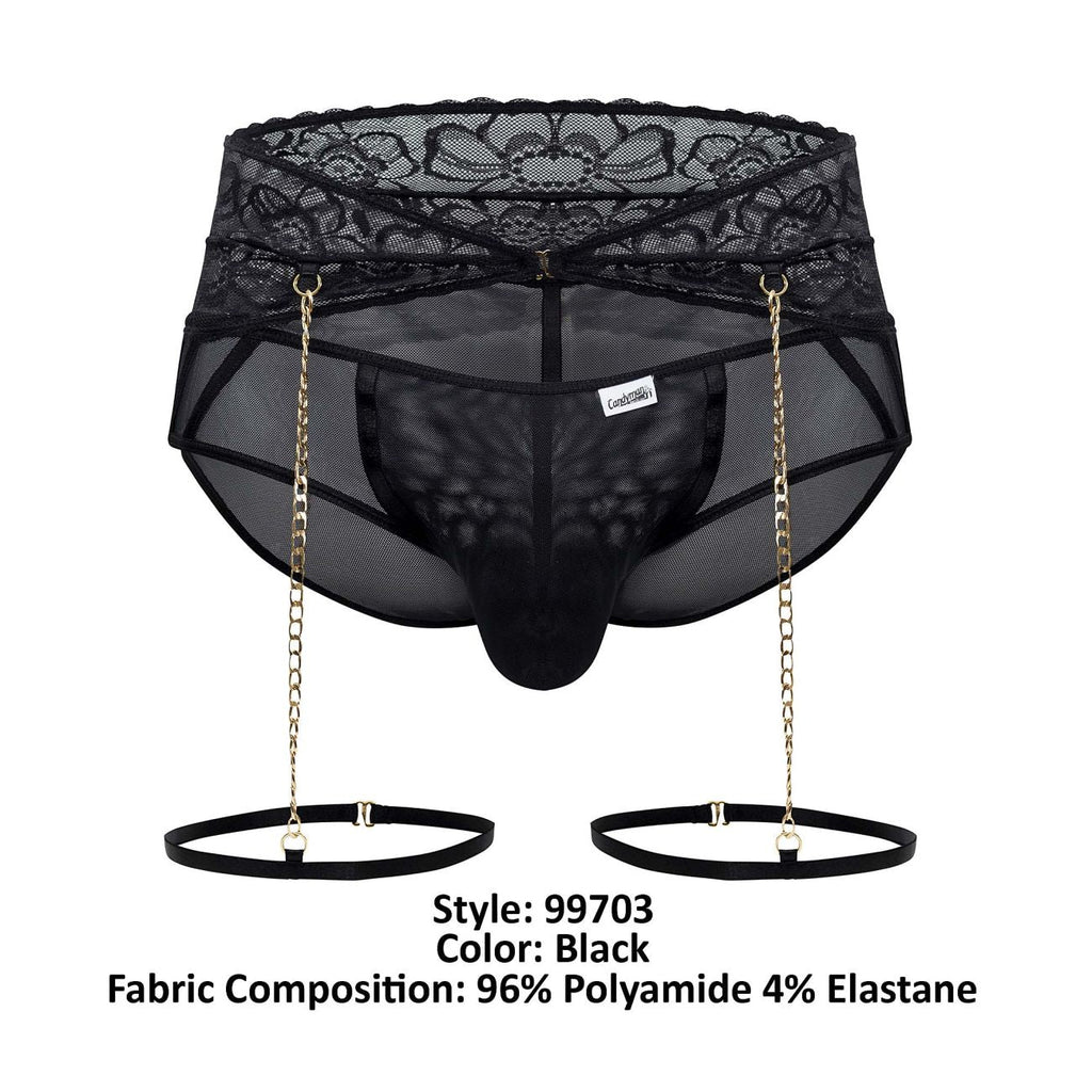 CandyMan 99703 Garter Briefs Two Piece Set Color Black - DealByEthan.gay loves CandyMan