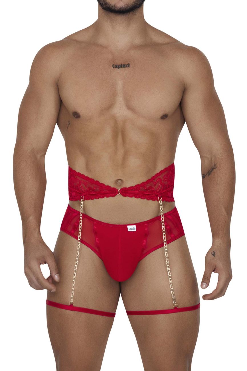 CandyMan 99703 Garter Briefs Two Piece Set Color Red - DealByEthan.gay loves CandyMan