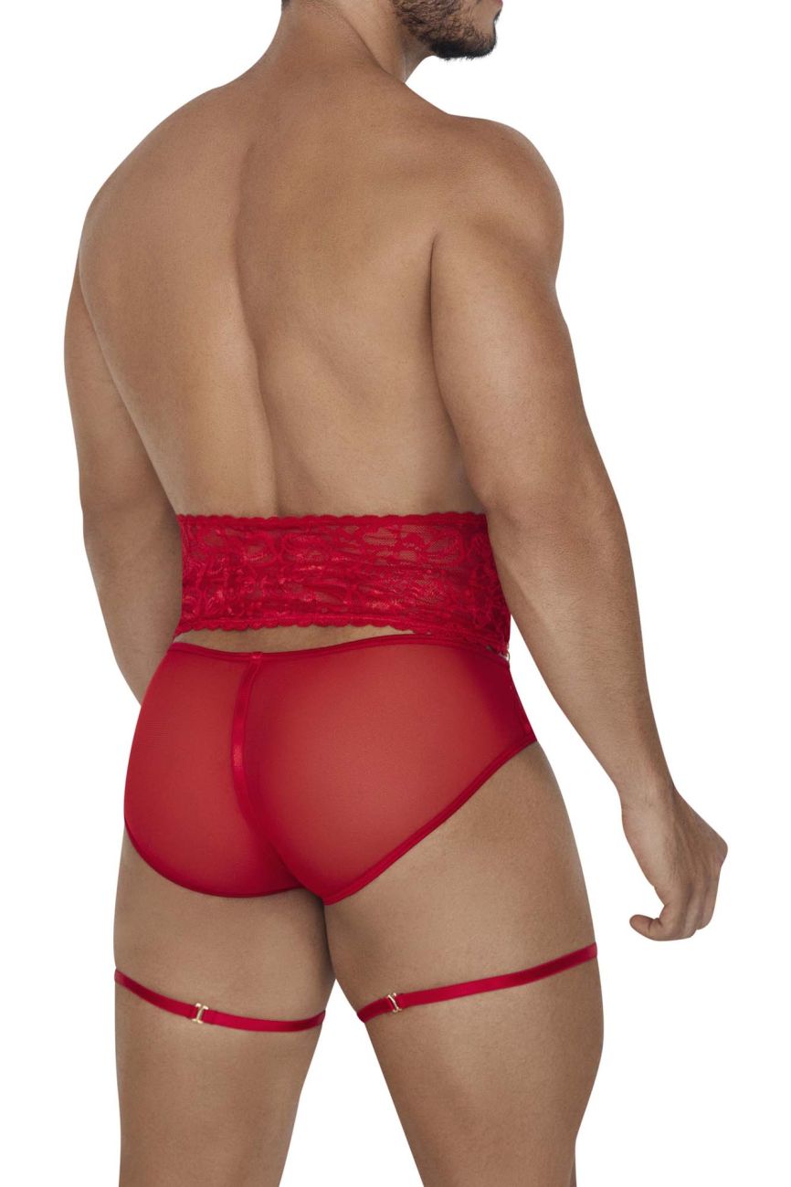 CandyMan 99703 Garter Briefs Two Piece Set Color Red - DealByEthan.gay loves CandyMan