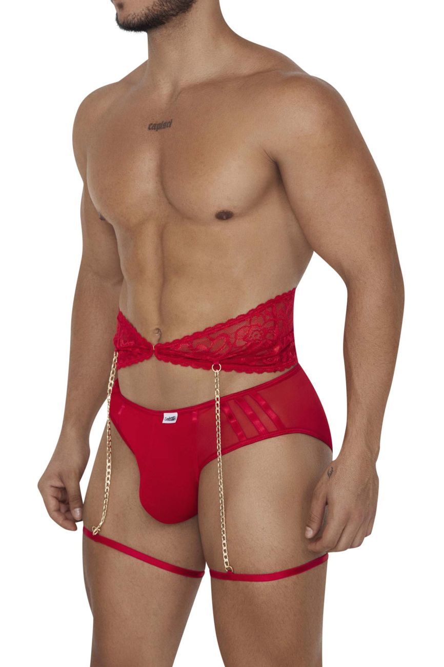 CandyMan 99703 Garter Briefs Two Piece Set Color Red - DealByEthan.gay loves CandyMan