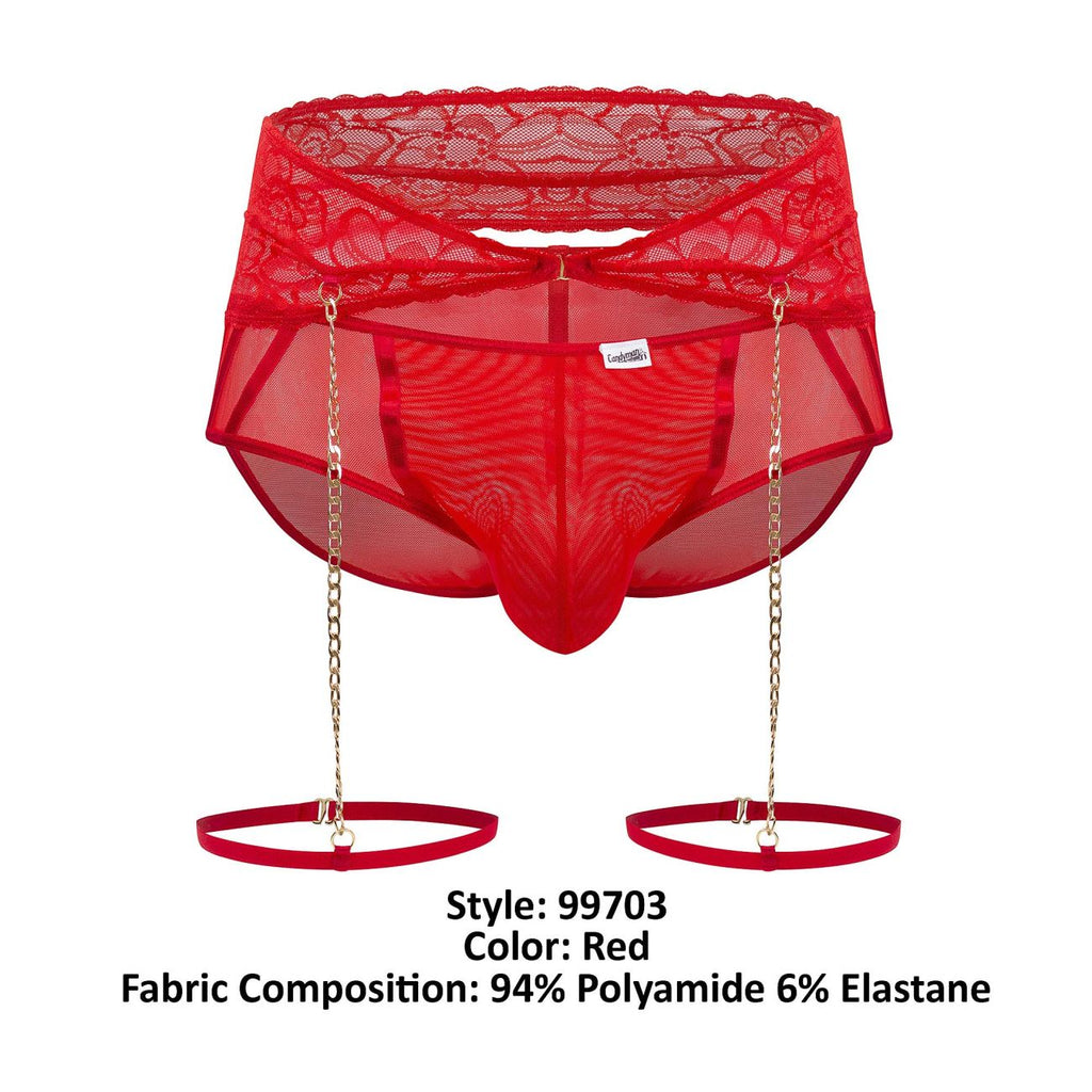 CandyMan 99703 Garter Briefs Two Piece Set Color Red - DealByEthan.gay loves CandyMan