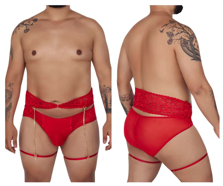 CandyMan 99703X Garter Briefs Two Piece Set Color Red - DealByEthan.gay loves CandyMan