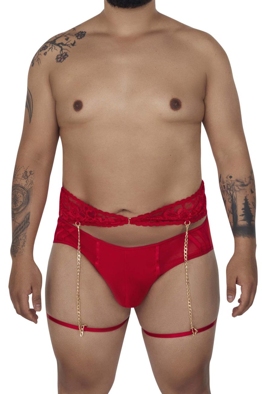 CandyMan 99703X Garter Briefs Two Piece Set Color Red - DealByEthan.gay loves CandyMan