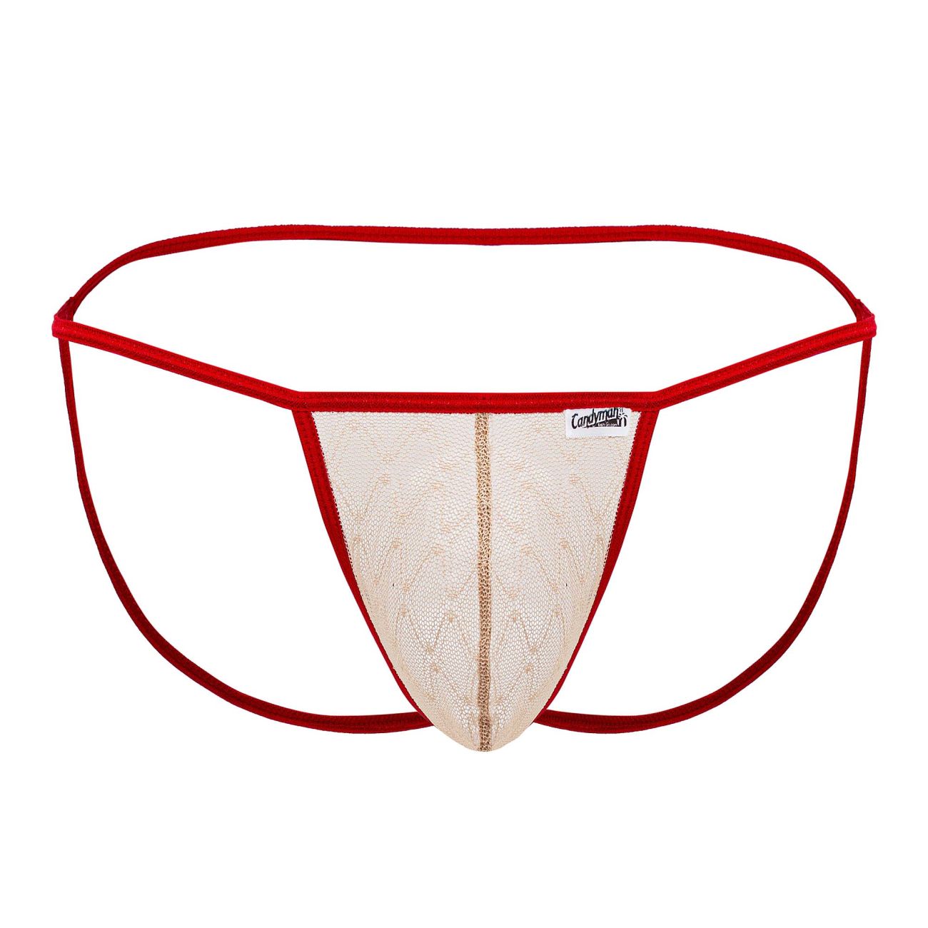 CandyMan 99709 Micro Lace Jockstrap Color Beige-Red - DealByEthan.gay loves CandyMan