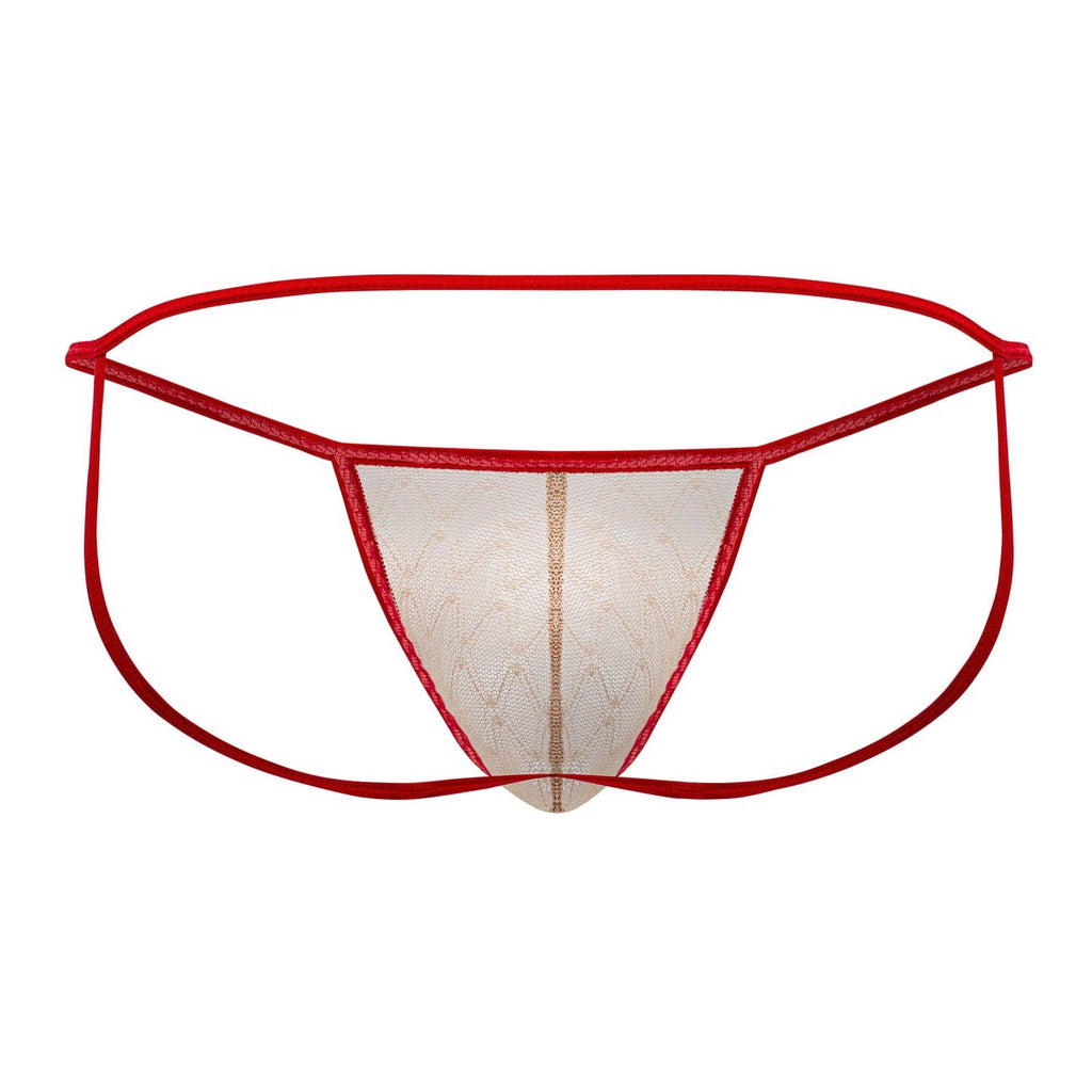 CandyMan 99709 Micro Lace Jockstrap Color Beige-Red - DealByEthan.gay loves CandyMan