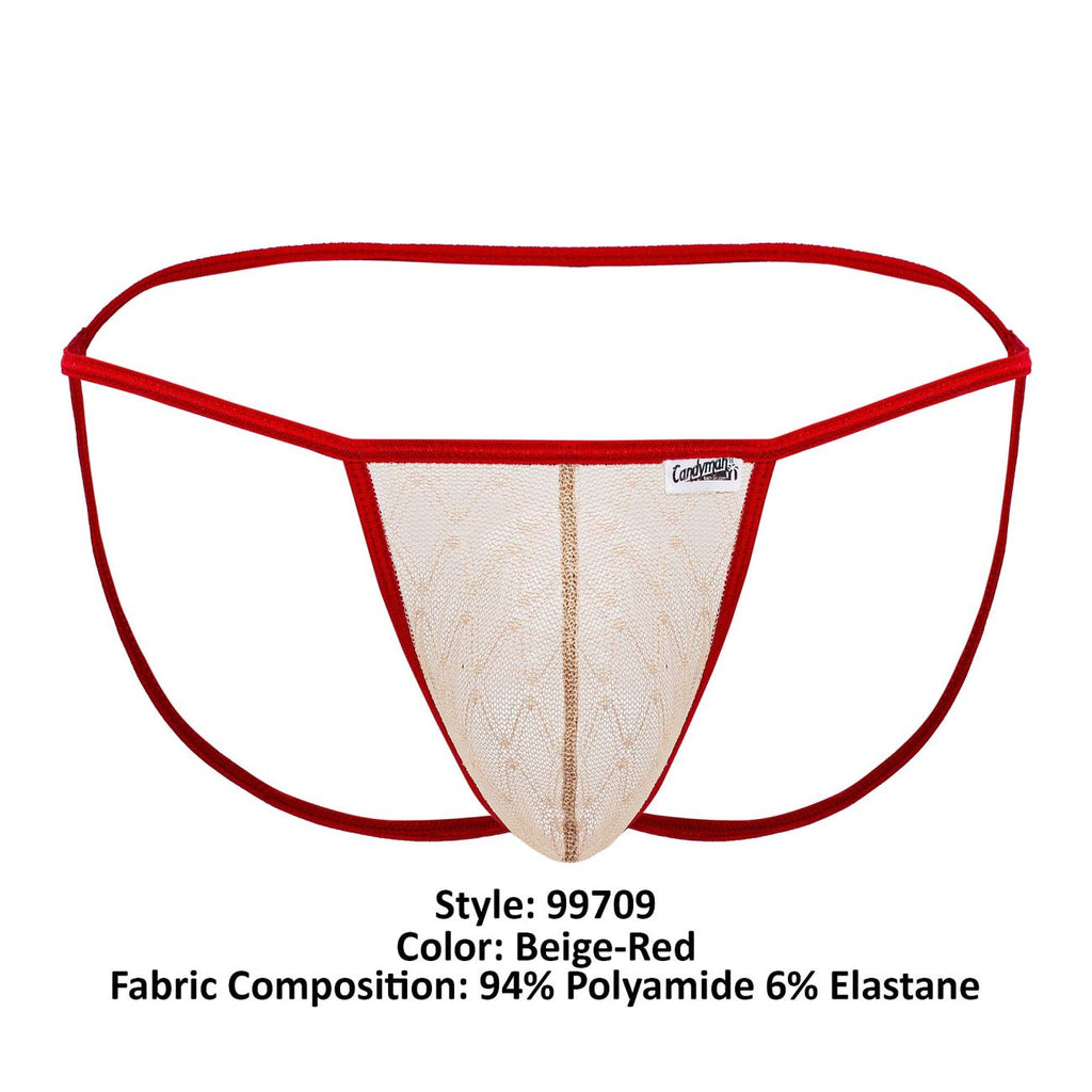 CandyMan 99709 Micro Lace Jockstrap Color Beige-Red - DealByEthan.gay loves CandyMan