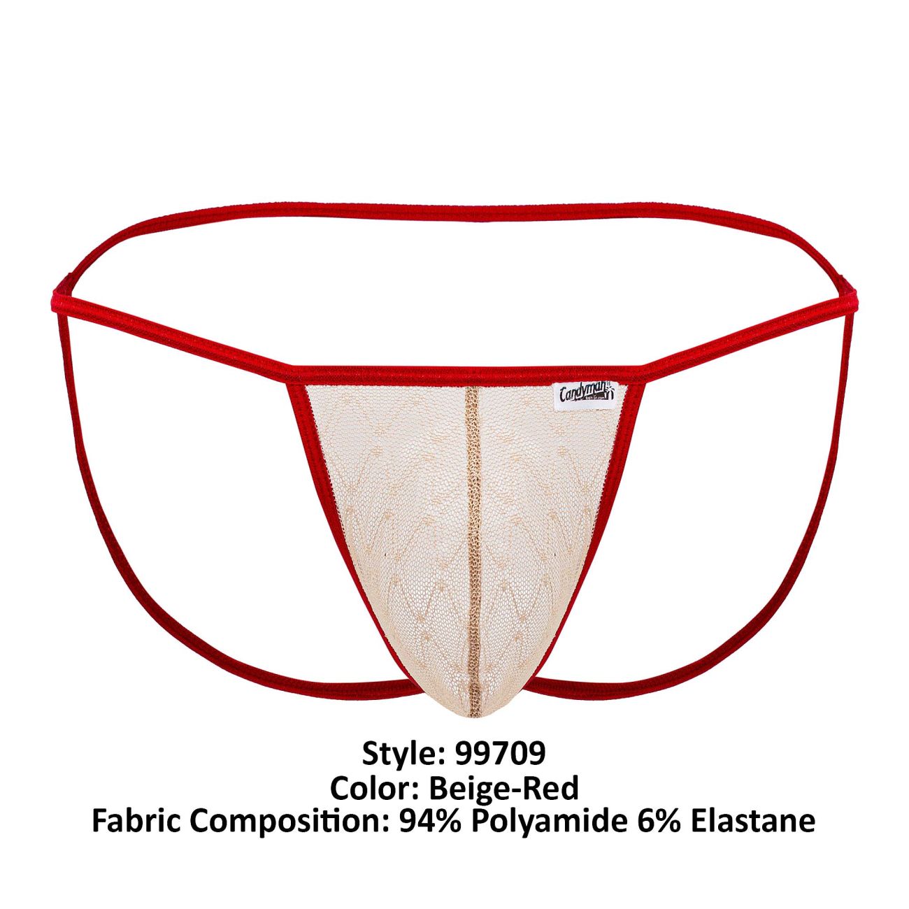 CandyMan 99709 Micro Lace Jockstrap Color Beige-Red - DealByEthan.gay loves CandyMan