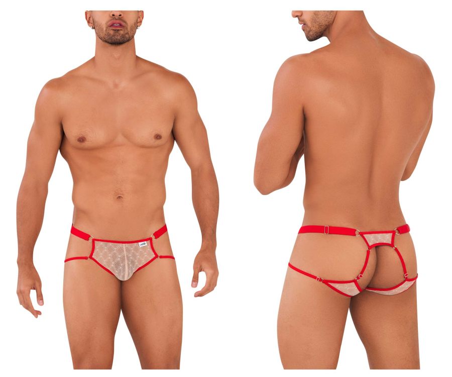 CandyMan 99730 Lace Jockstrap Color Beige-Red - DealByEthan.gay loves CandyMan