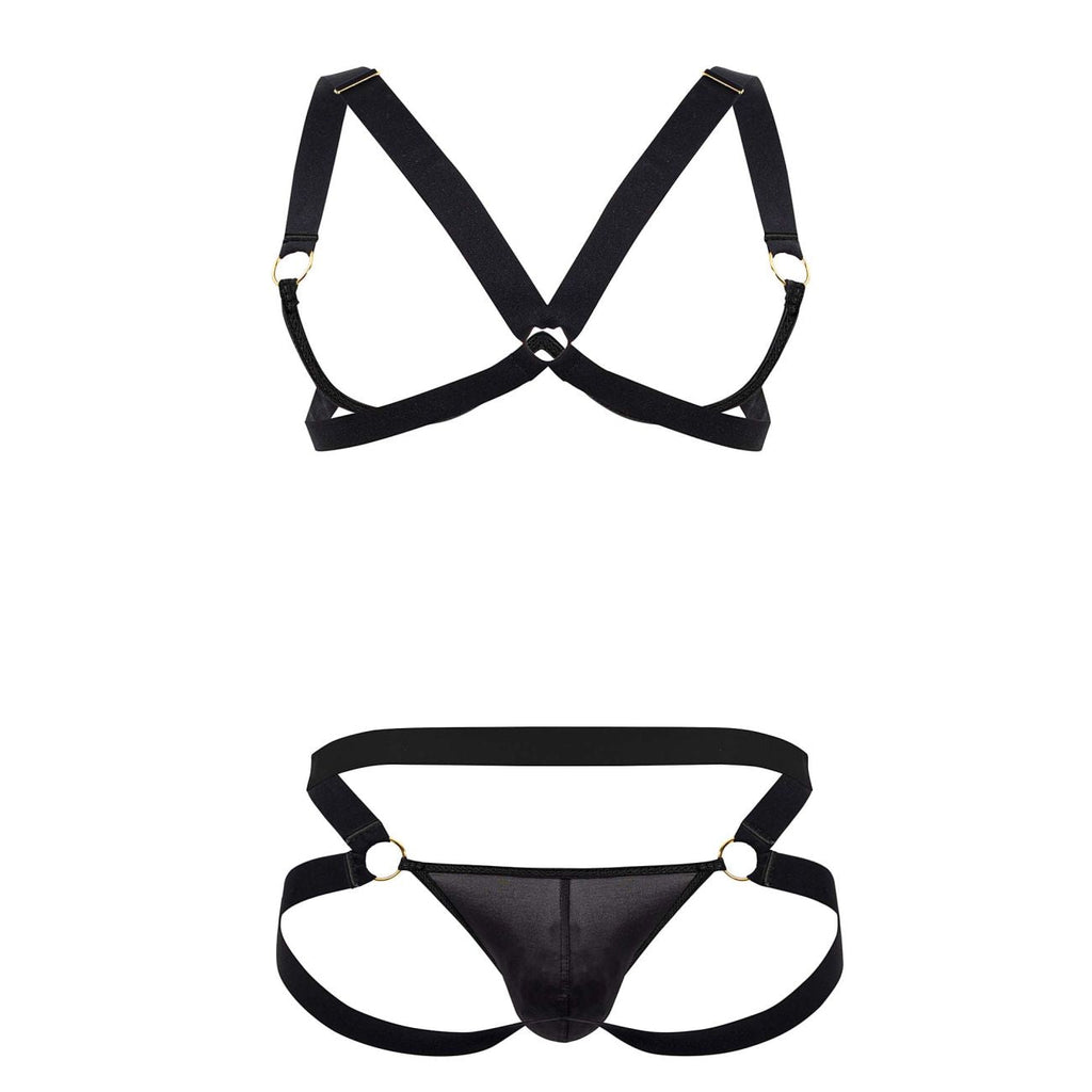 CandyMan 99731 Harness-Bra Two Piece Set Color Black - DealByEthan.gay loves CandyMan