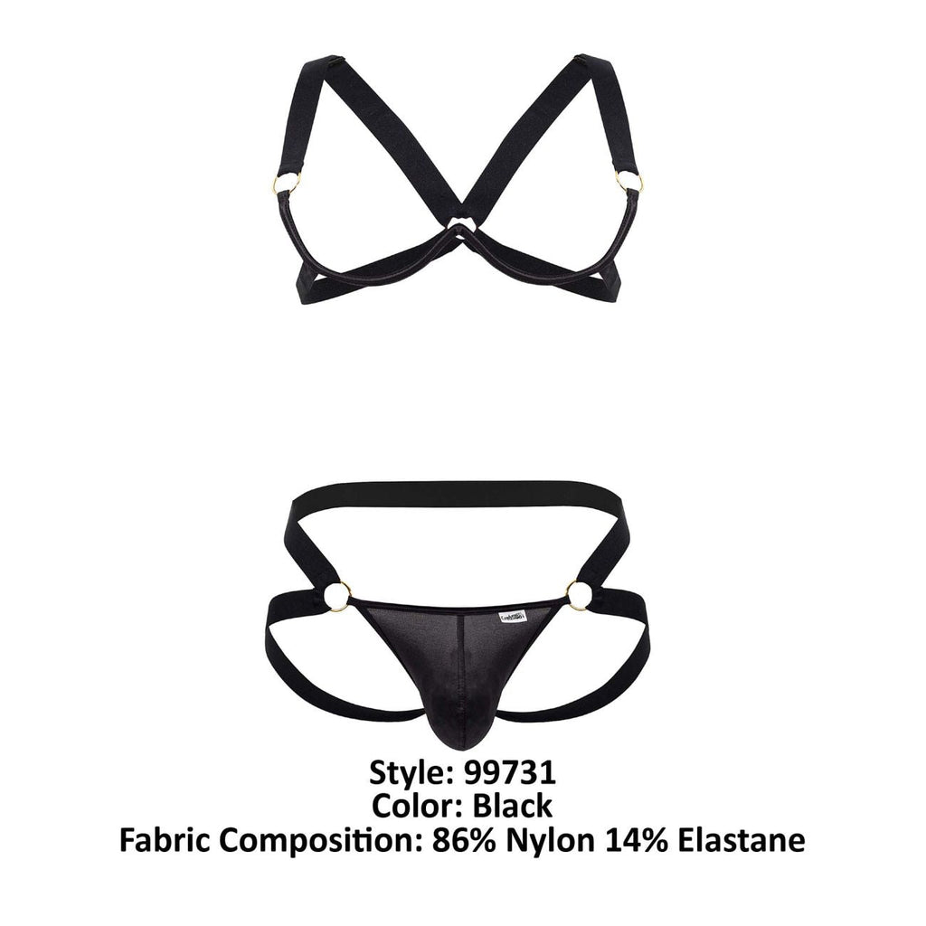 CandyMan 99731 Harness-Bra Two Piece Set Color Black - DealByEthan.gay loves CandyMan