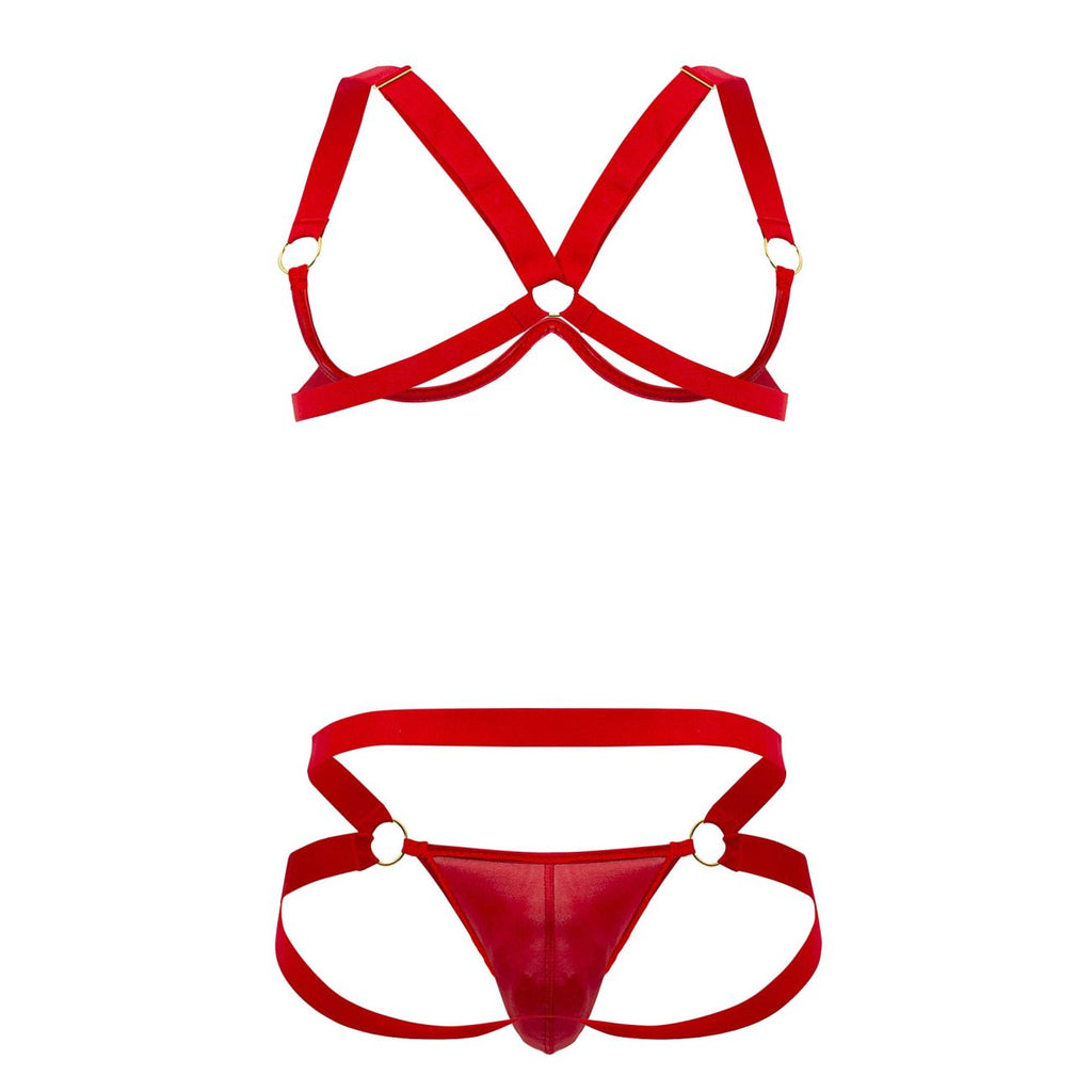 CandyMan 99731 Harness-Bra Two Piece Set Color Red - DealByEthan.gay loves CandyMan