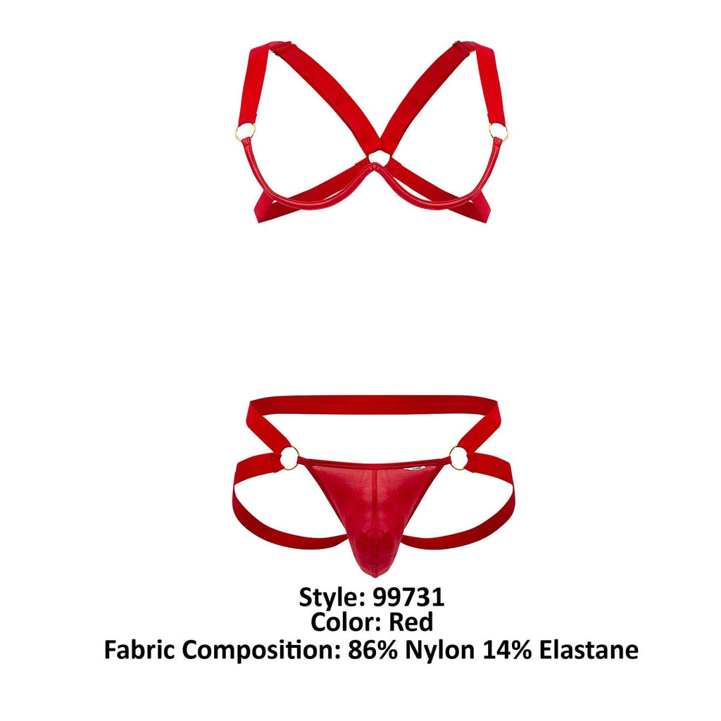 CandyMan 99731 Harness-Bra Two Piece Set Color Red - DealByEthan.gay loves CandyMan