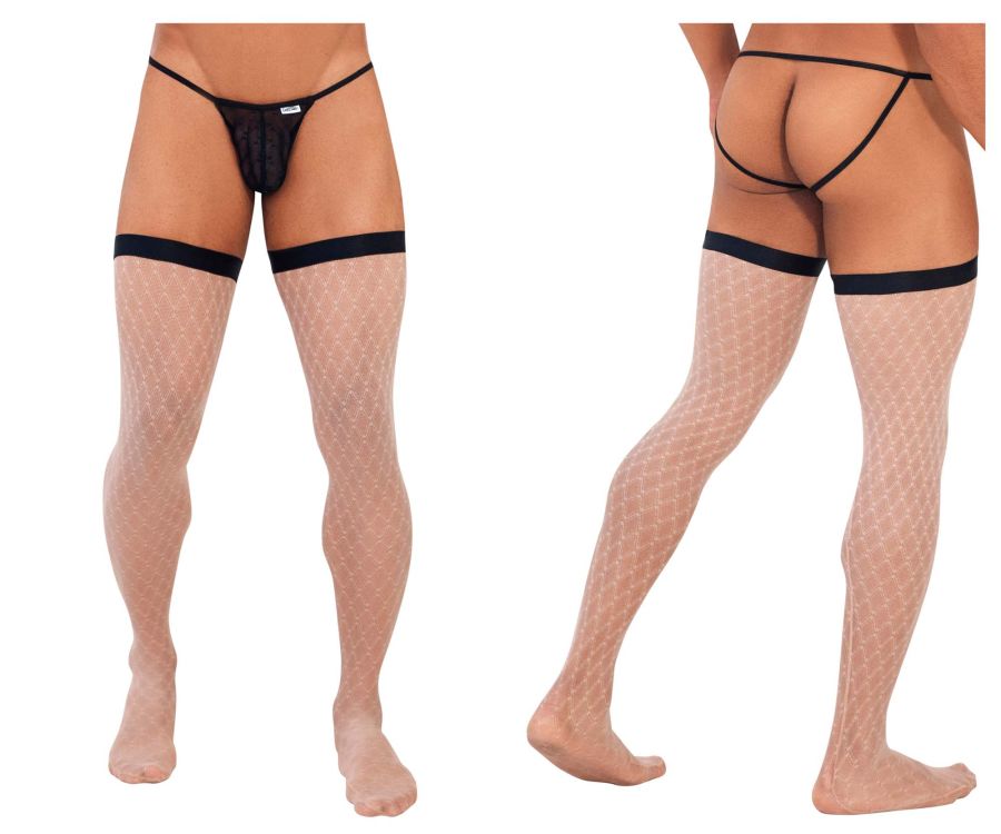 CandyMan 99735 Mesh Thigh Highs Color Beige - DealByEthan.gay loves CandyMan