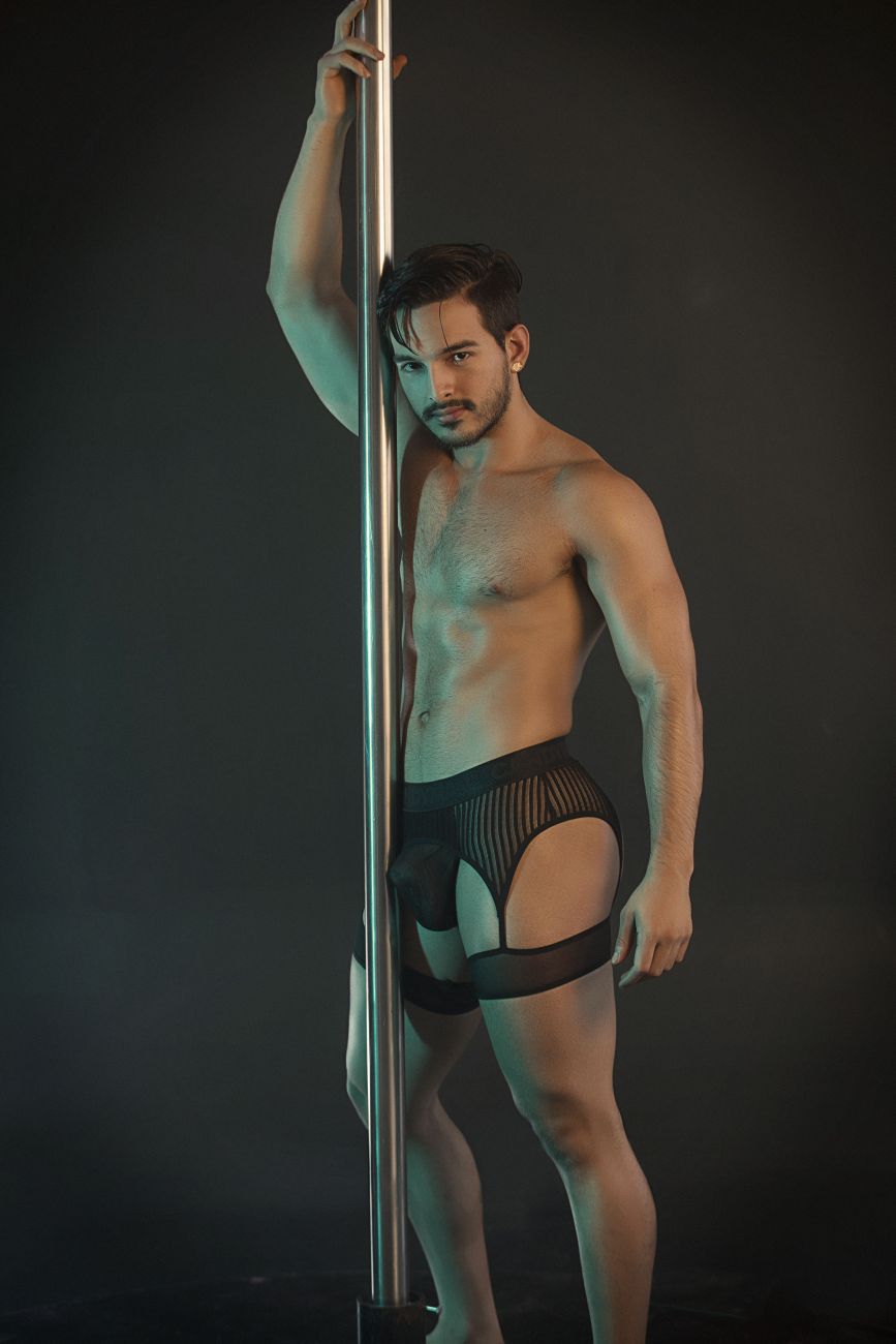 Tanga con tiras y lazo a rayas CandyMan 99403 Color negro