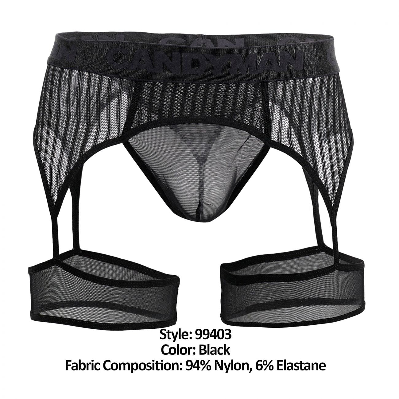 Tanga con tiras y lazo a rayas CandyMan 99403 Color negro