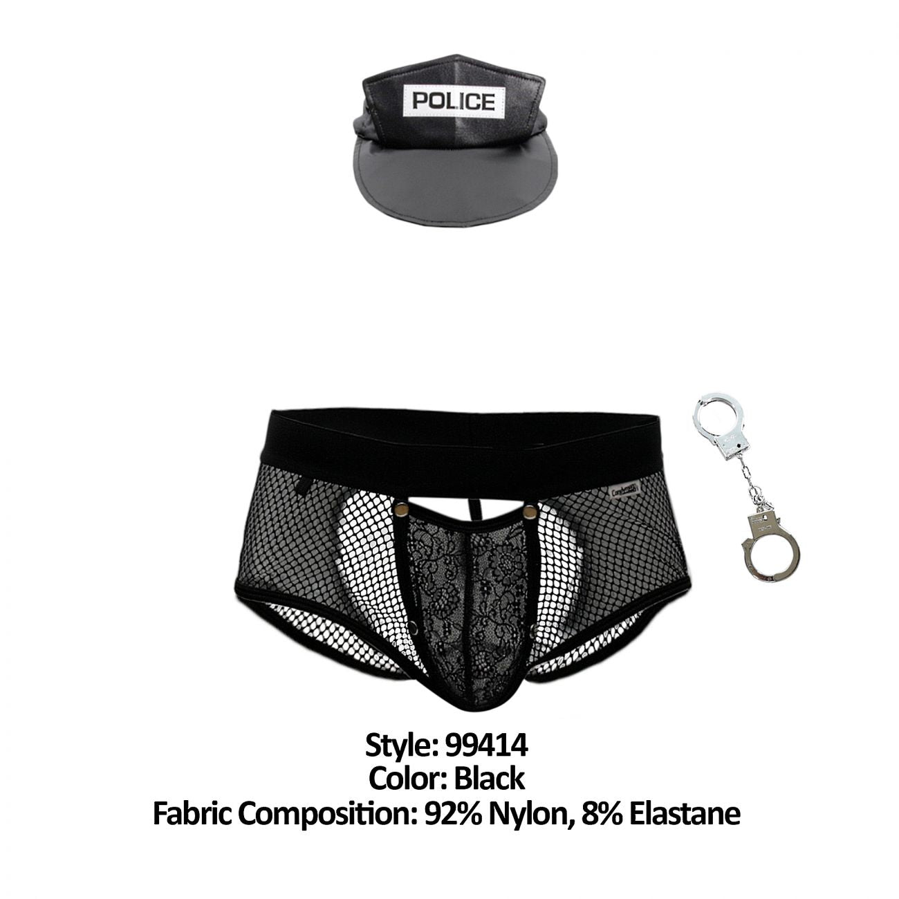 CandyMan 99414 Disfraz de policía para hombre, calzoncillos, color negro