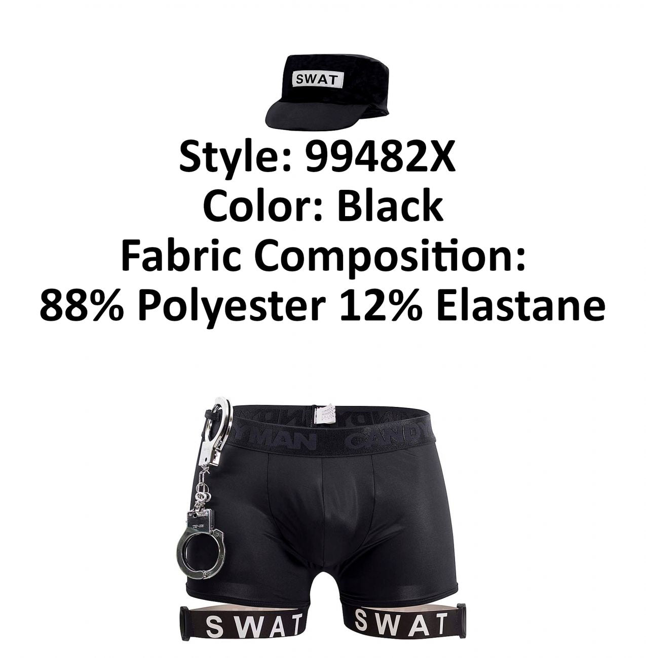 Disfraz de policía SWAT CandyMan 99482X, color negro