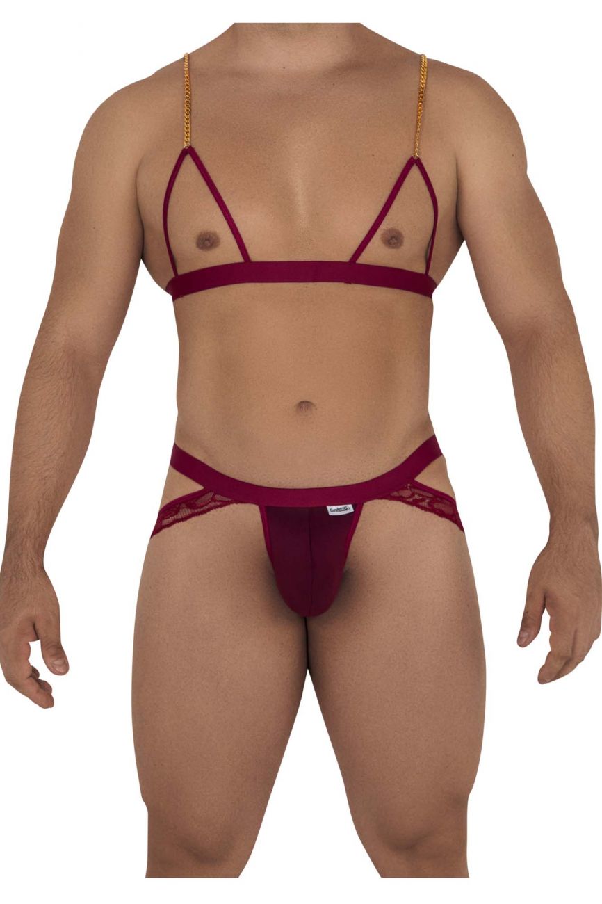 Conjunto de arnés y suspensorio CandyMan 99582 Color burdeos