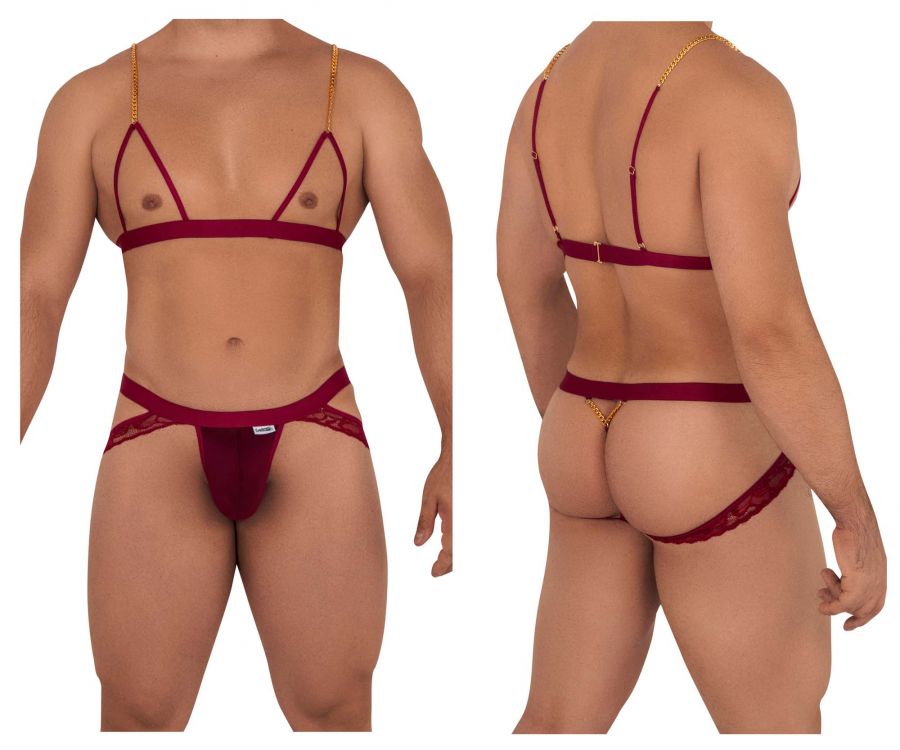 Conjunto de arnés y suspensorio CandyMan 99582 Color burdeos